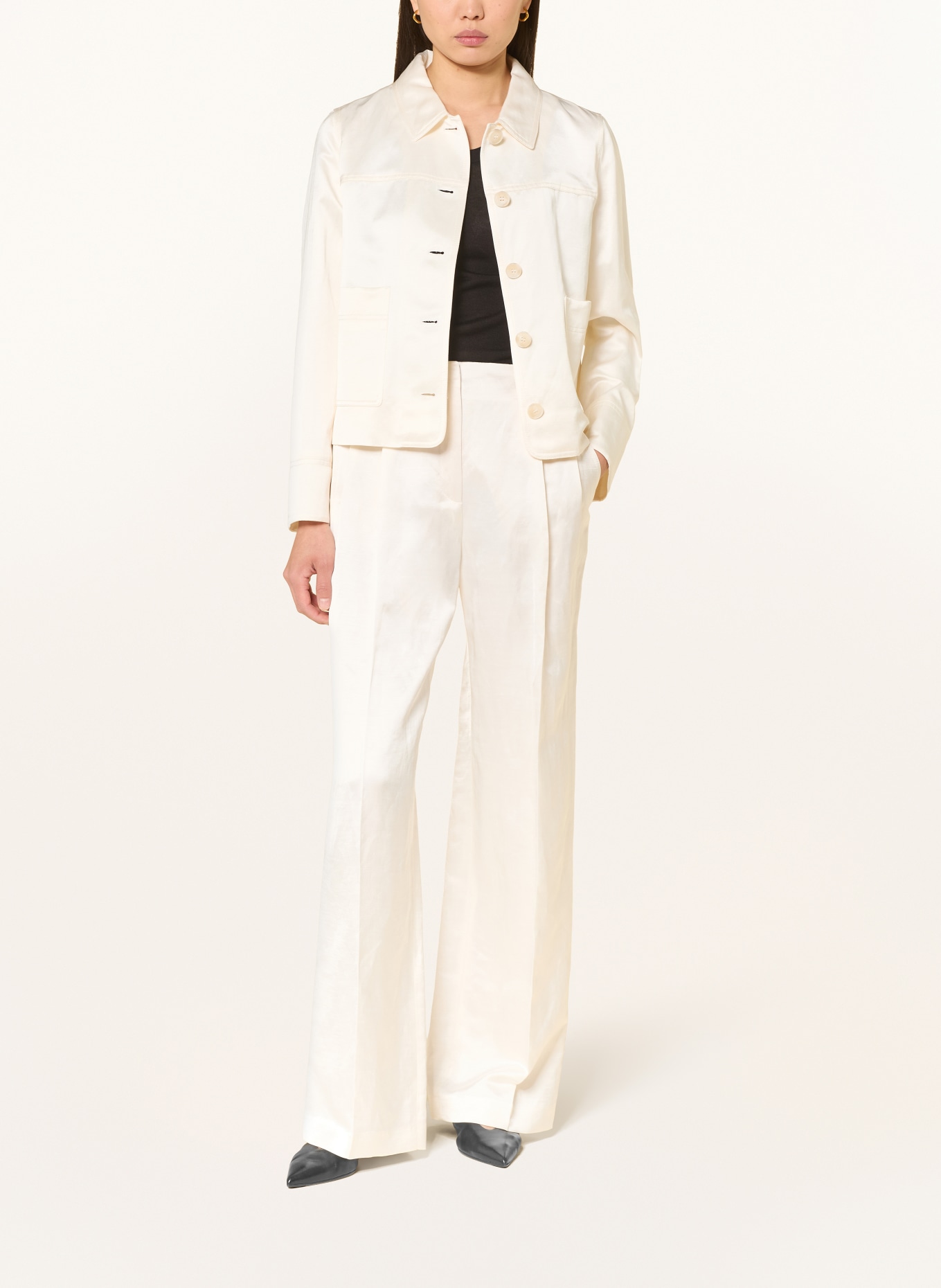 MARC CAIN Kastenjacke mit Leinen: 112 bright ecru