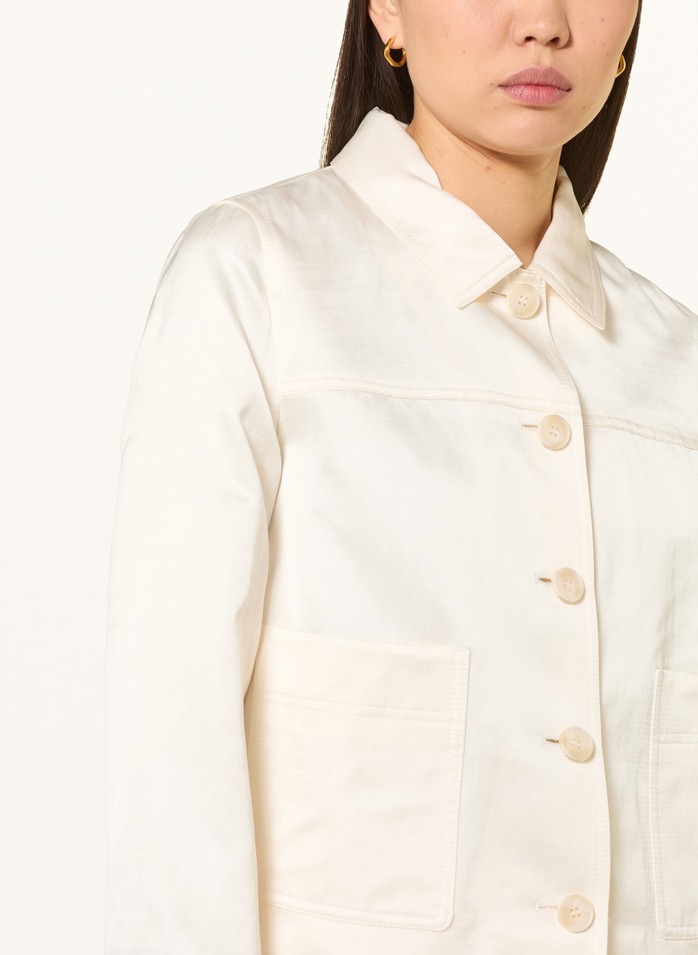 MARC CAIN Kastenjacke mit Leinen: 112 bright ecru