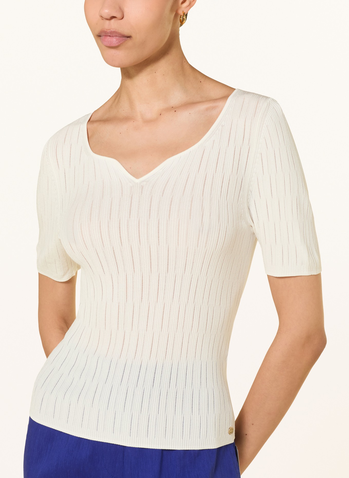 MARC CAIN Strickshirt: 112 bright ecru