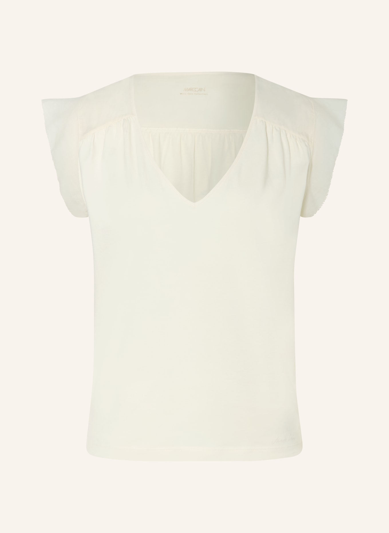 MARC CAIN Top im Materialmix: 112 bright ecru