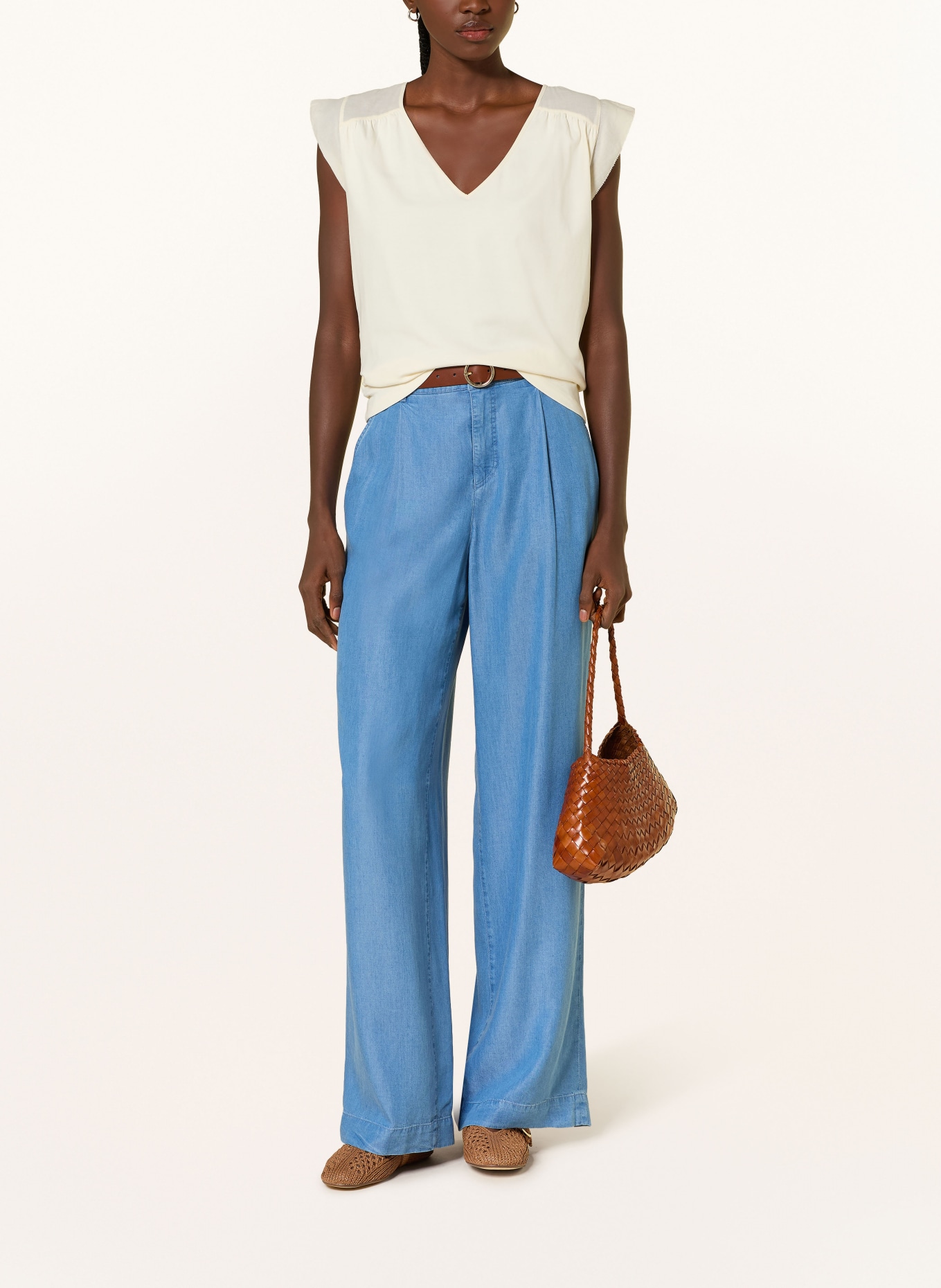 MARC CAIN Top im Materialmix: 112 bright ecru