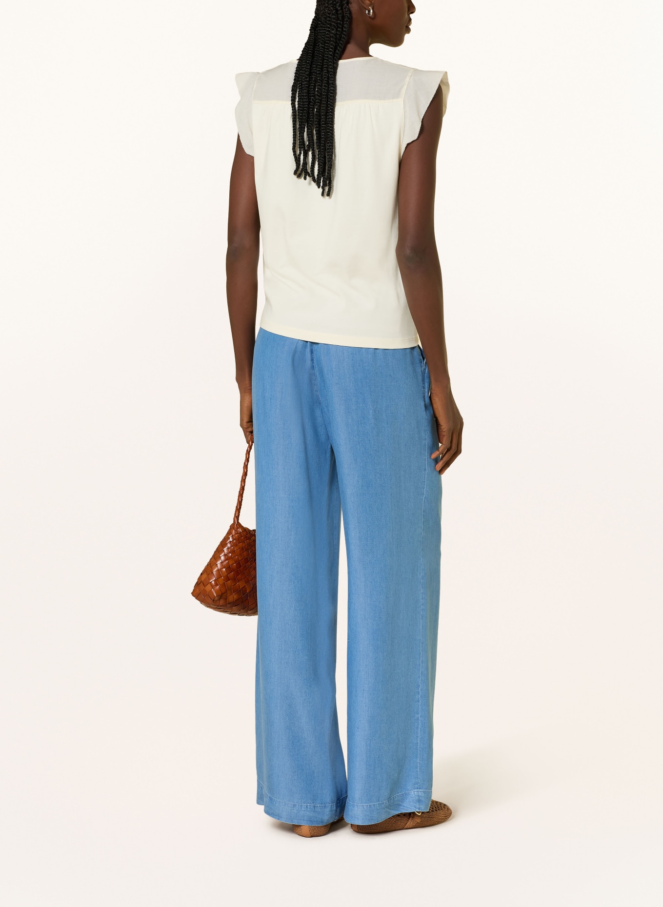 MARC CAIN Top im Materialmix: 112 bright ecru