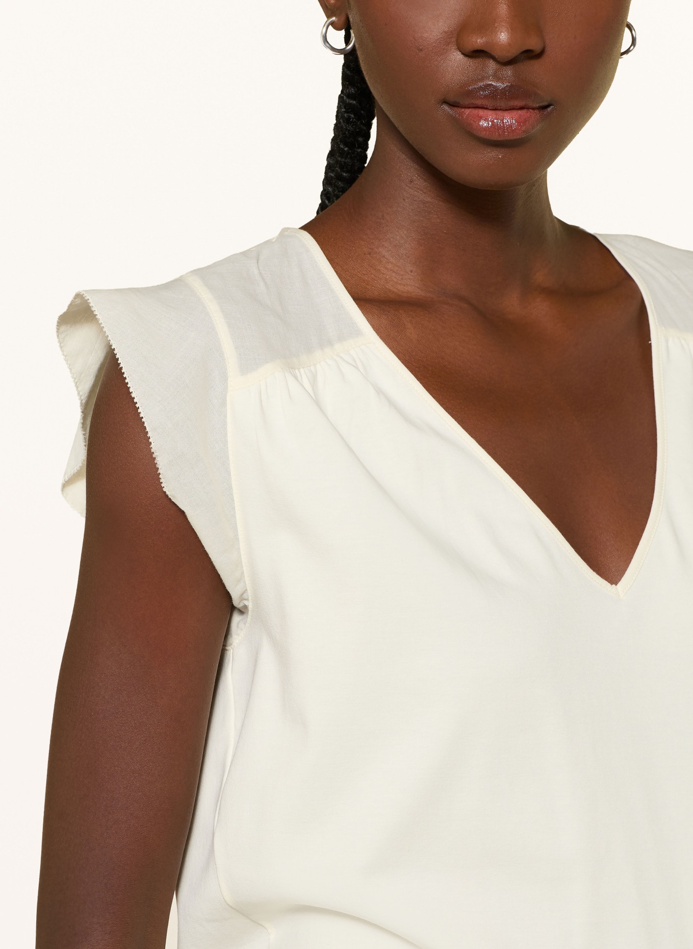 MARC CAIN Top im Materialmix: 112 bright ecru