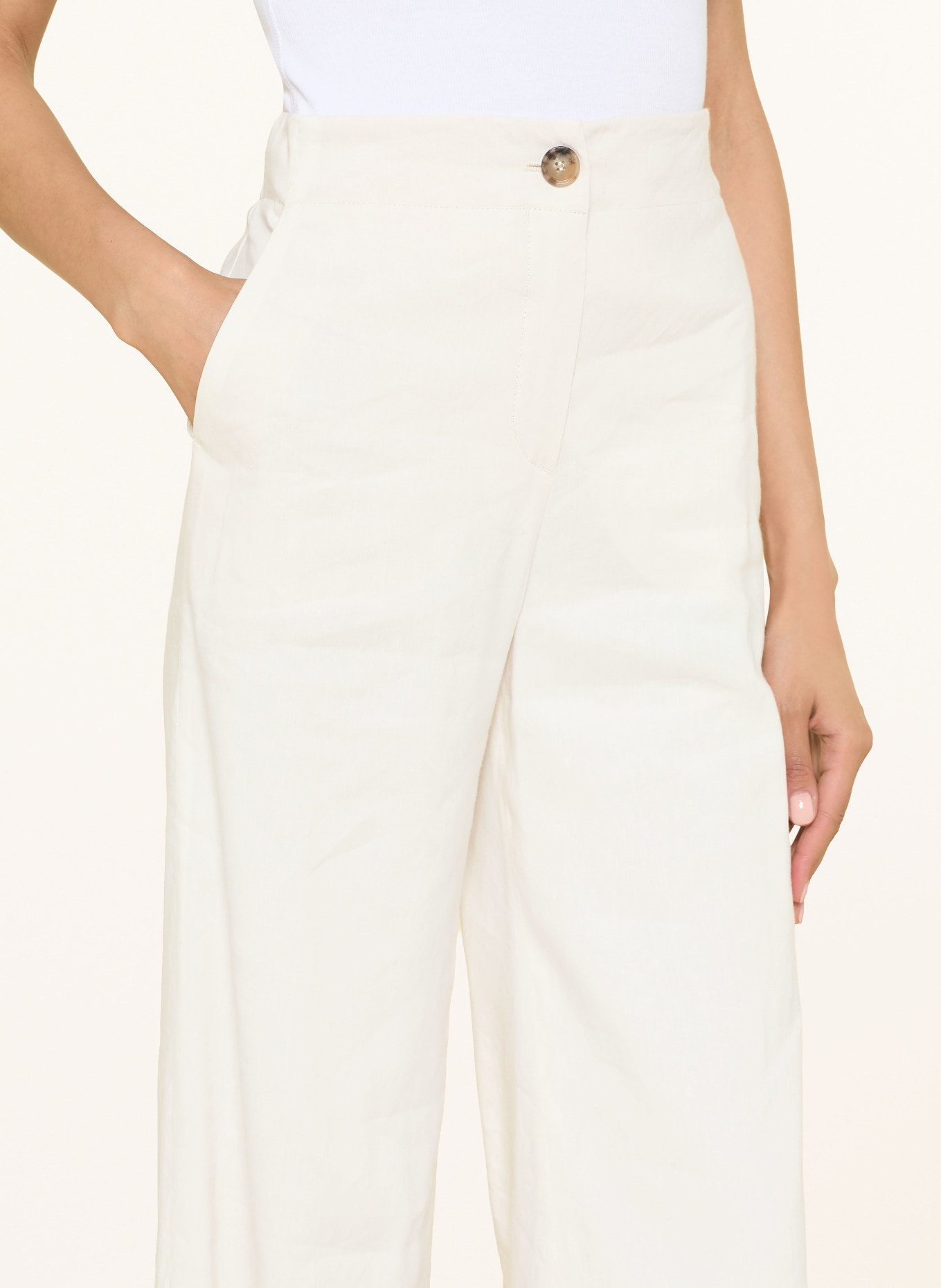 MARC CAIN Broek WAUKEE met linnen: 112 bright ecru