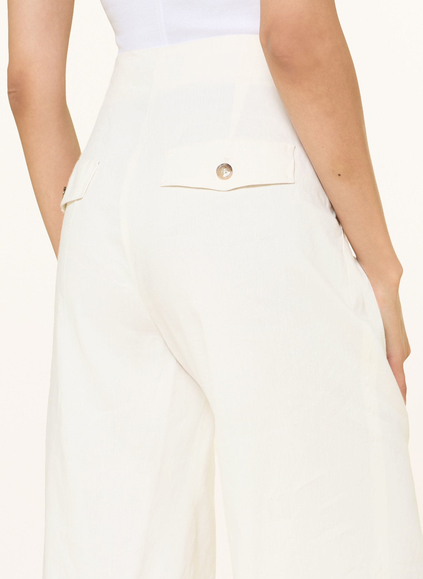 MARC CAIN Broek WAUKEE met linnen: 112 bright ecru