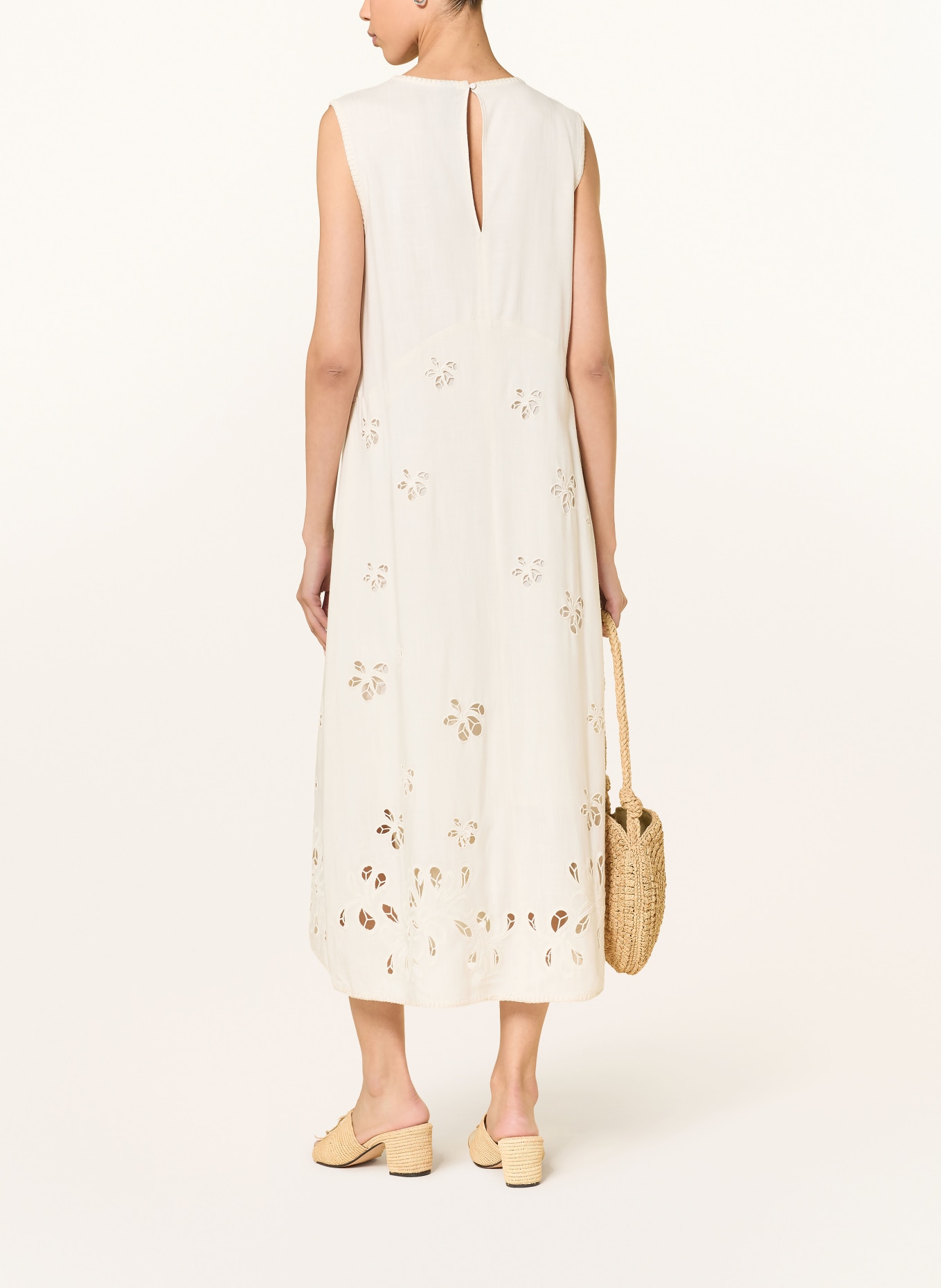 MARC CAIN Jurk met opengewerkte kant: 112 bright ecru