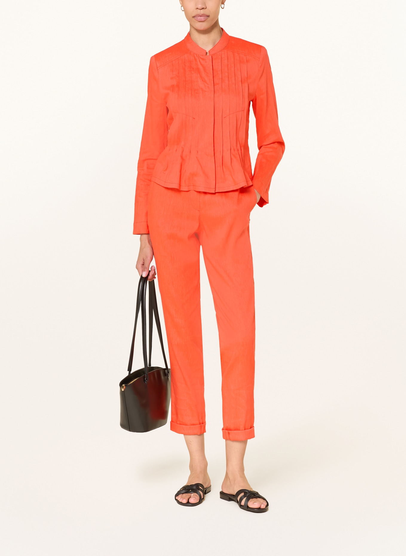 MARC CAIN Hose RHODOS mit Leinen: 223 bright tomato