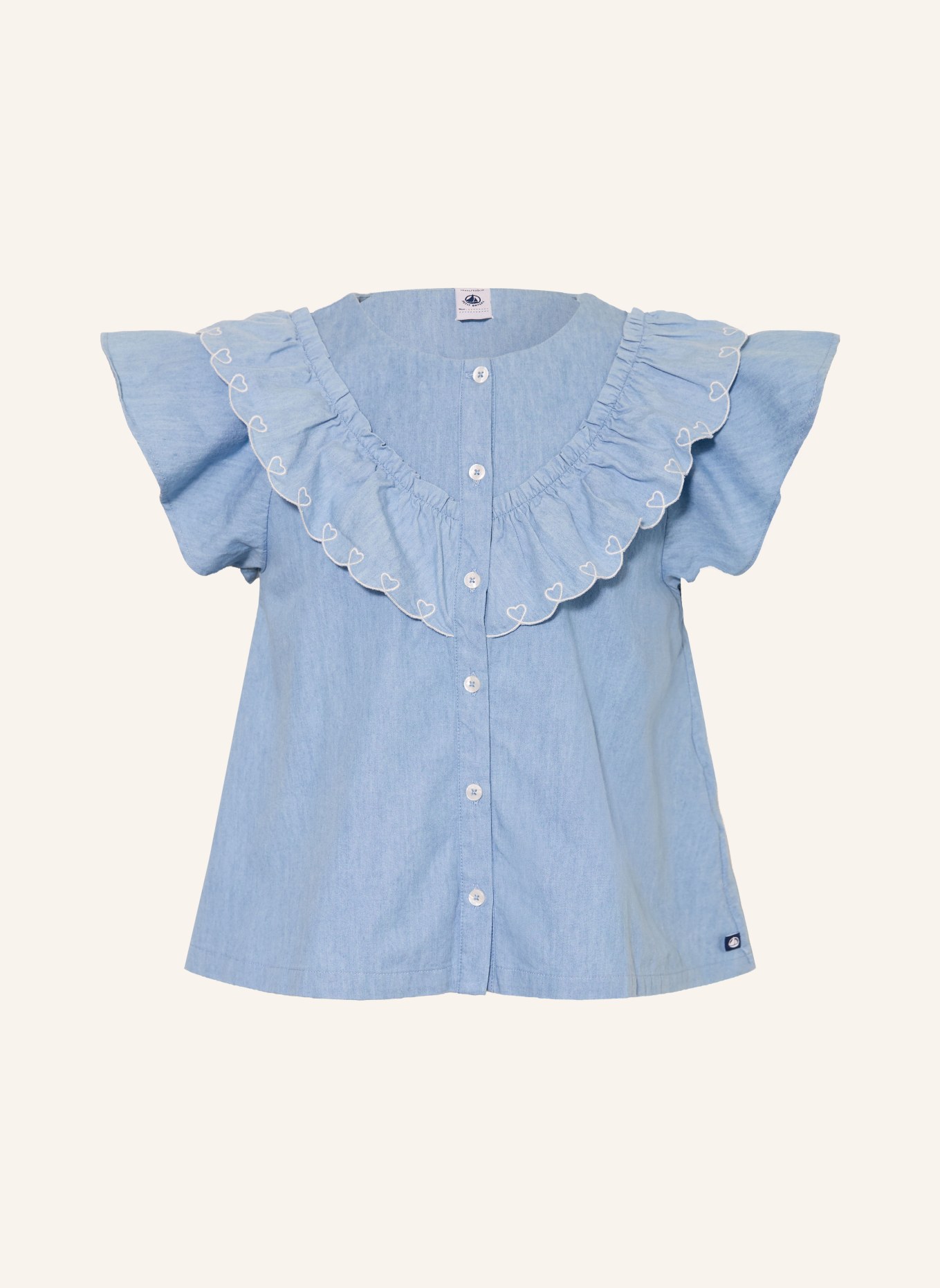 PETIT BATEAU Bluse mit Rüschen: HELLBLAU
