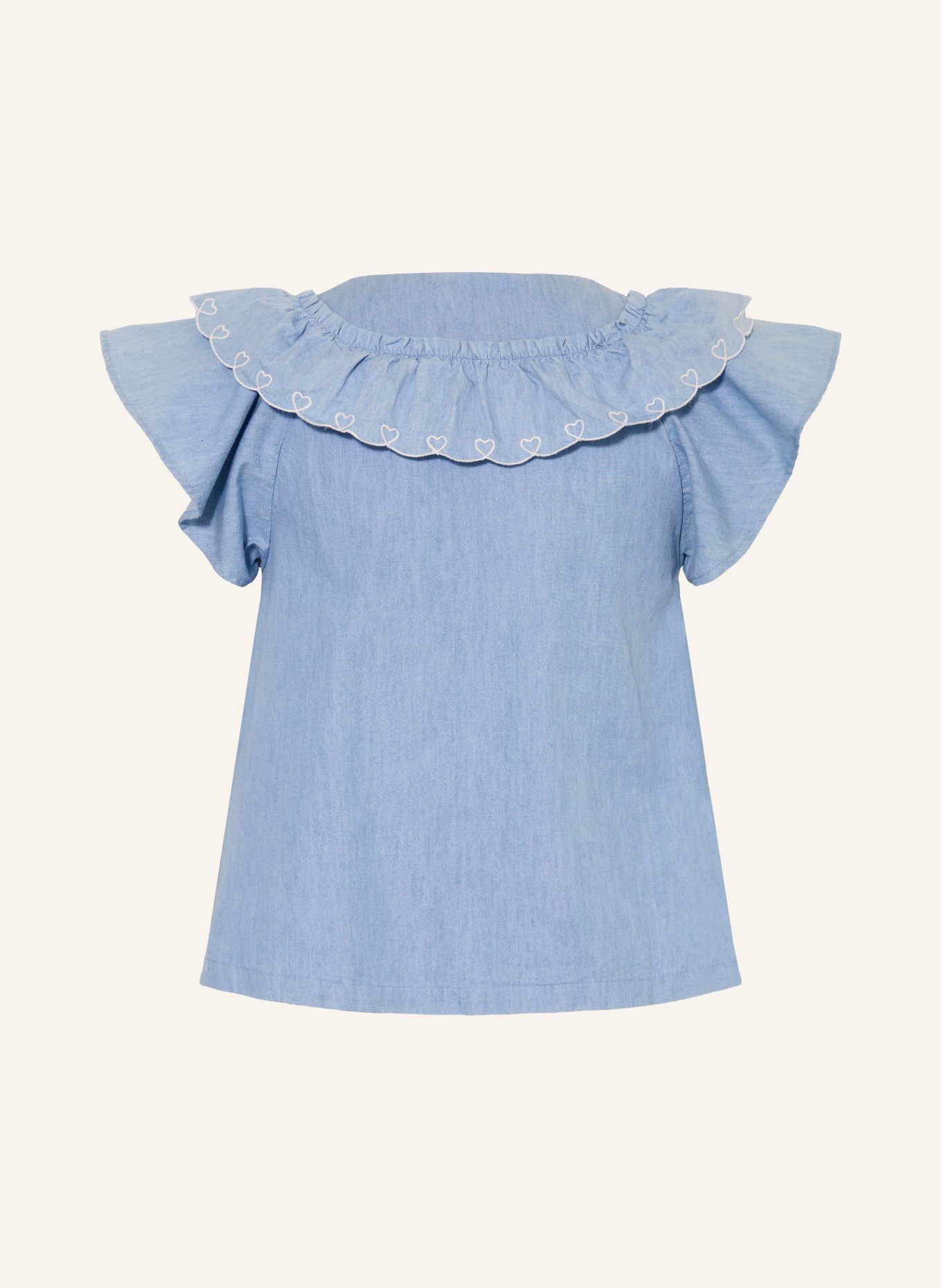 PETIT BATEAU Bluse mit Rüschen: HELLBLAU