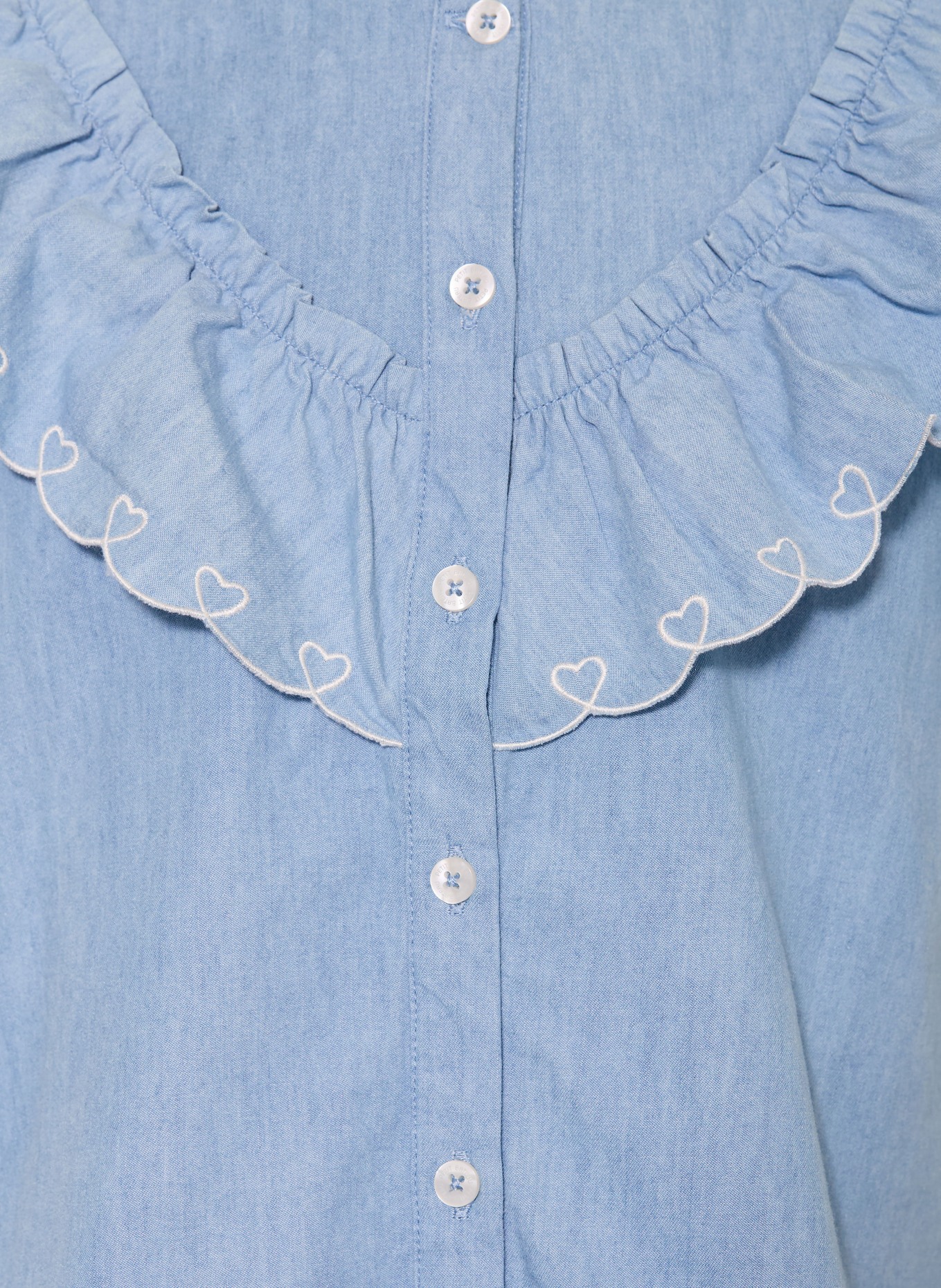 PETIT BATEAU Bluse mit Rüschen: HELLBLAU