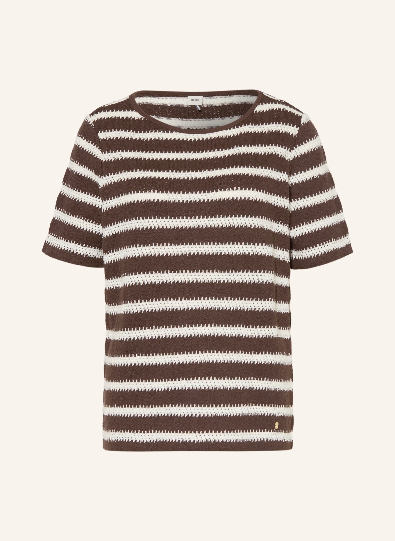 BRAX Strickshirt CIRA: DUNKELBRAUN / ECRU