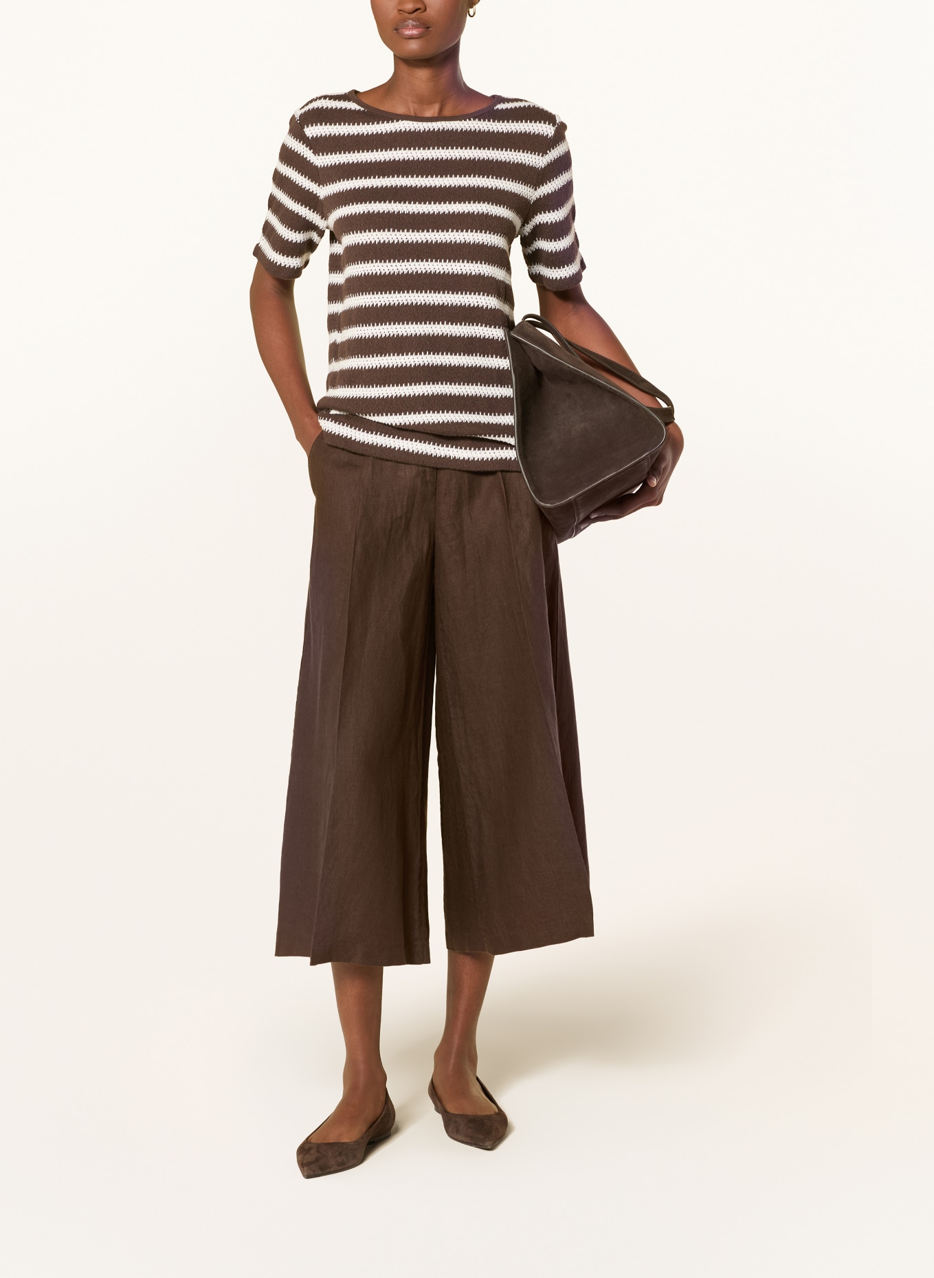 BRAX Strickshirt CIRA: DUNKELBRAUN / ECRU