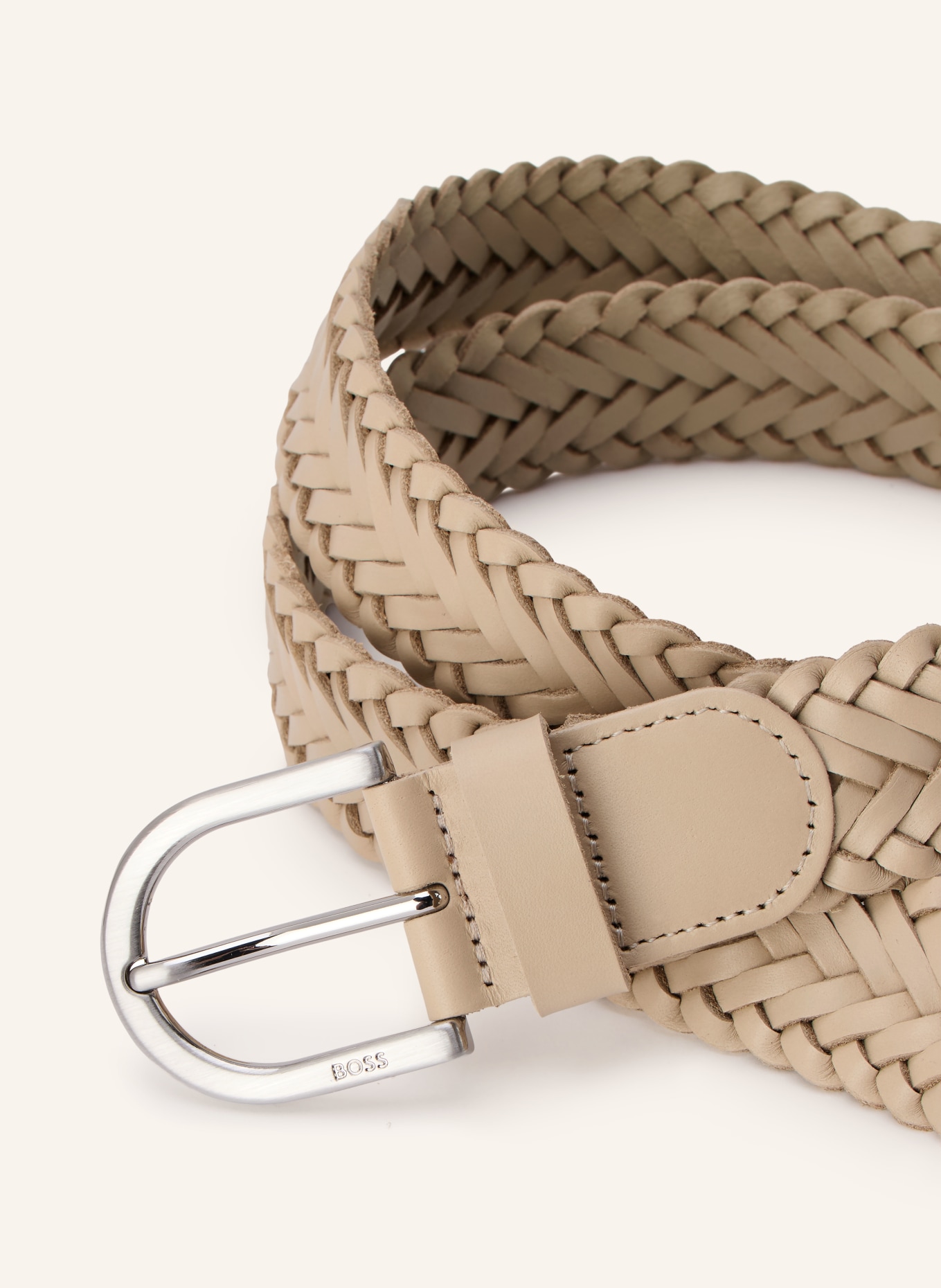 BOSS Ledergürtel: HELLBRAUN / SILBER
