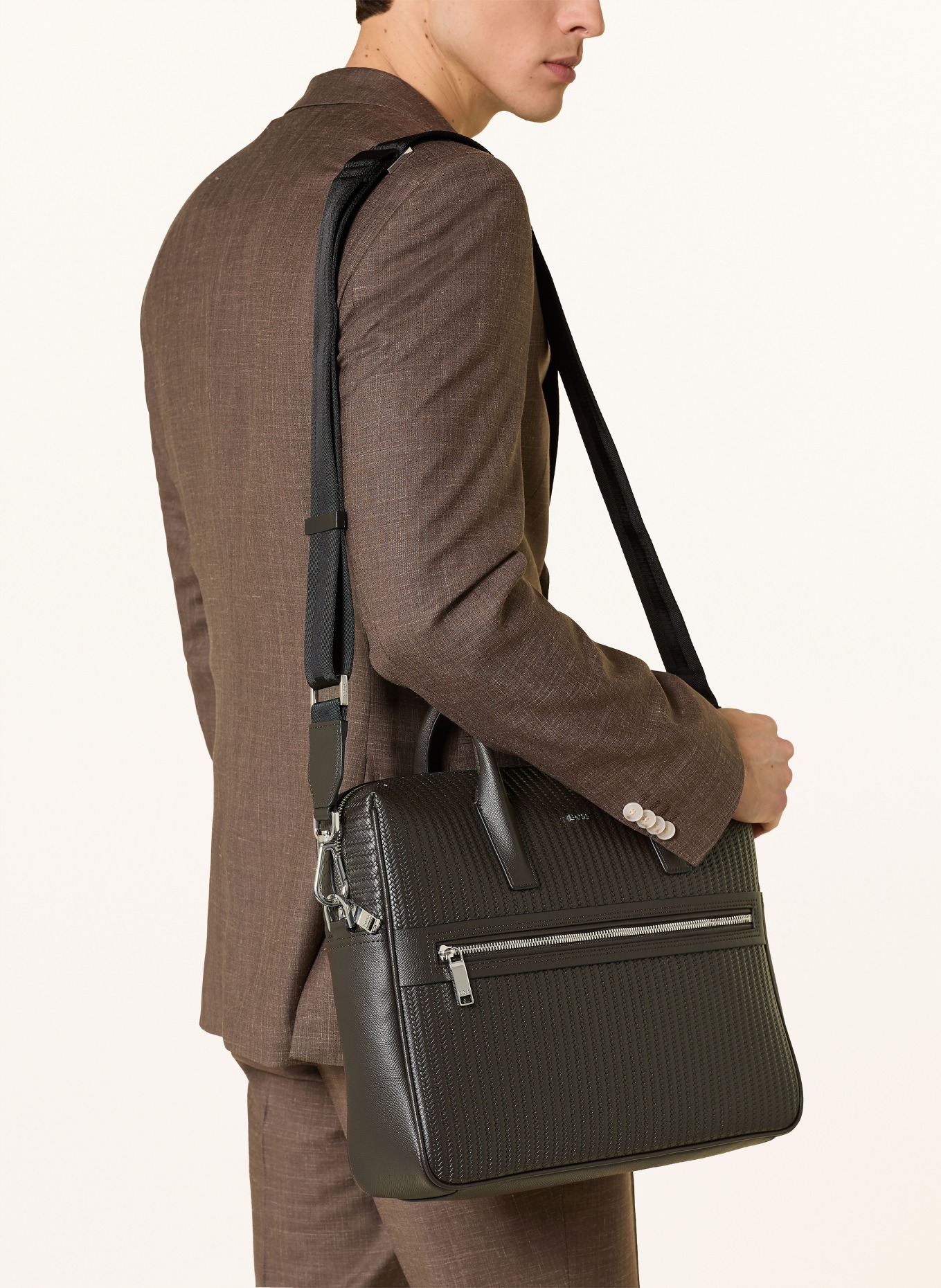 BOSS Zakelijke tas DAXTER: MARRON FONCÉ / ZILVER