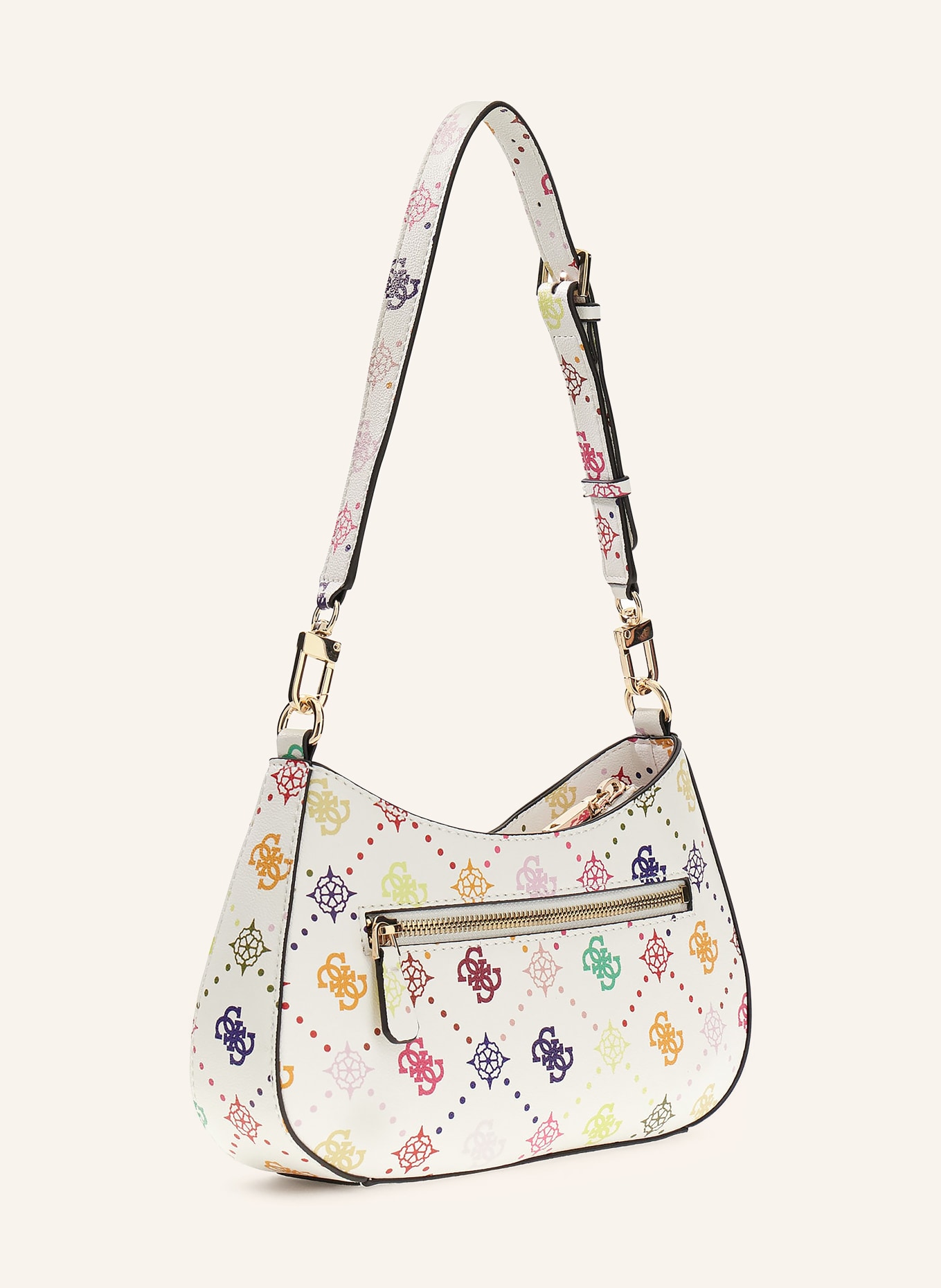 GUESS Schultertasche EMELIE: WEISS / PINK / SCHWARZ
