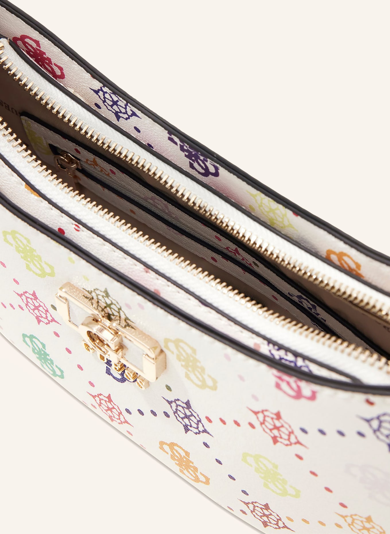 GUESS Schultertasche EMELIE: WEISS / PINK / SCHWARZ