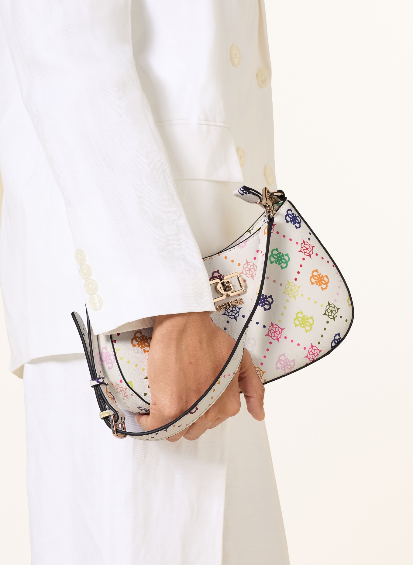 GUESS Schoudertas EMELIE: WIT / ROZE / ZWART