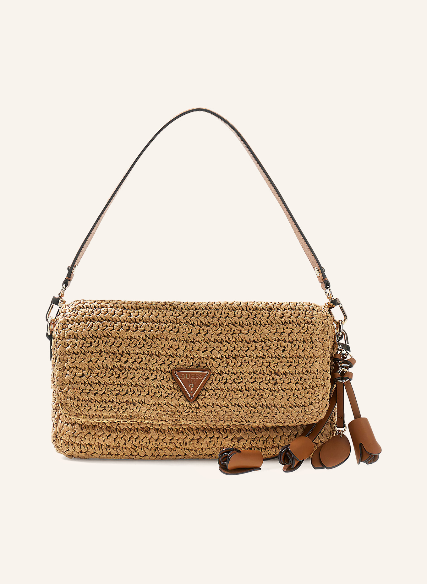 GUESS Schultertasche OFELIA: HELLBRAUN / GOLD / BRAUN