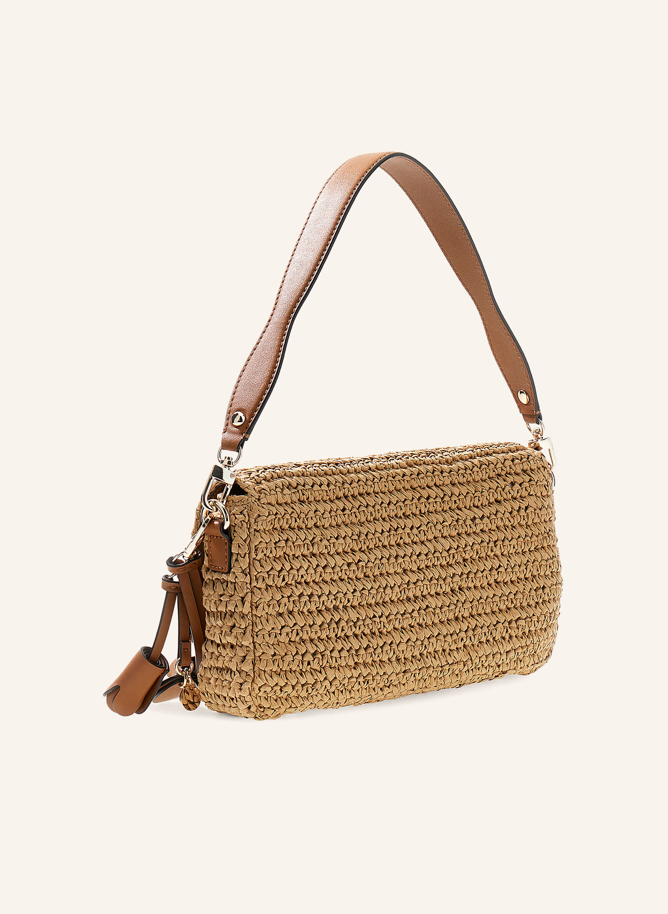 GUESS Schultertasche OFELIA: HELLBRAUN / GOLD / BRAUN