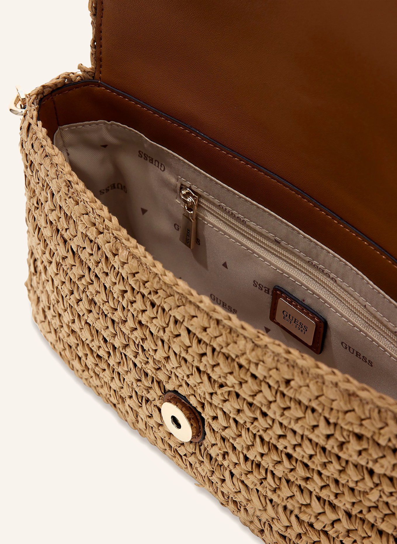 GUESS Schultertasche OFELIA: HELLBRAUN / GOLD / BRAUN