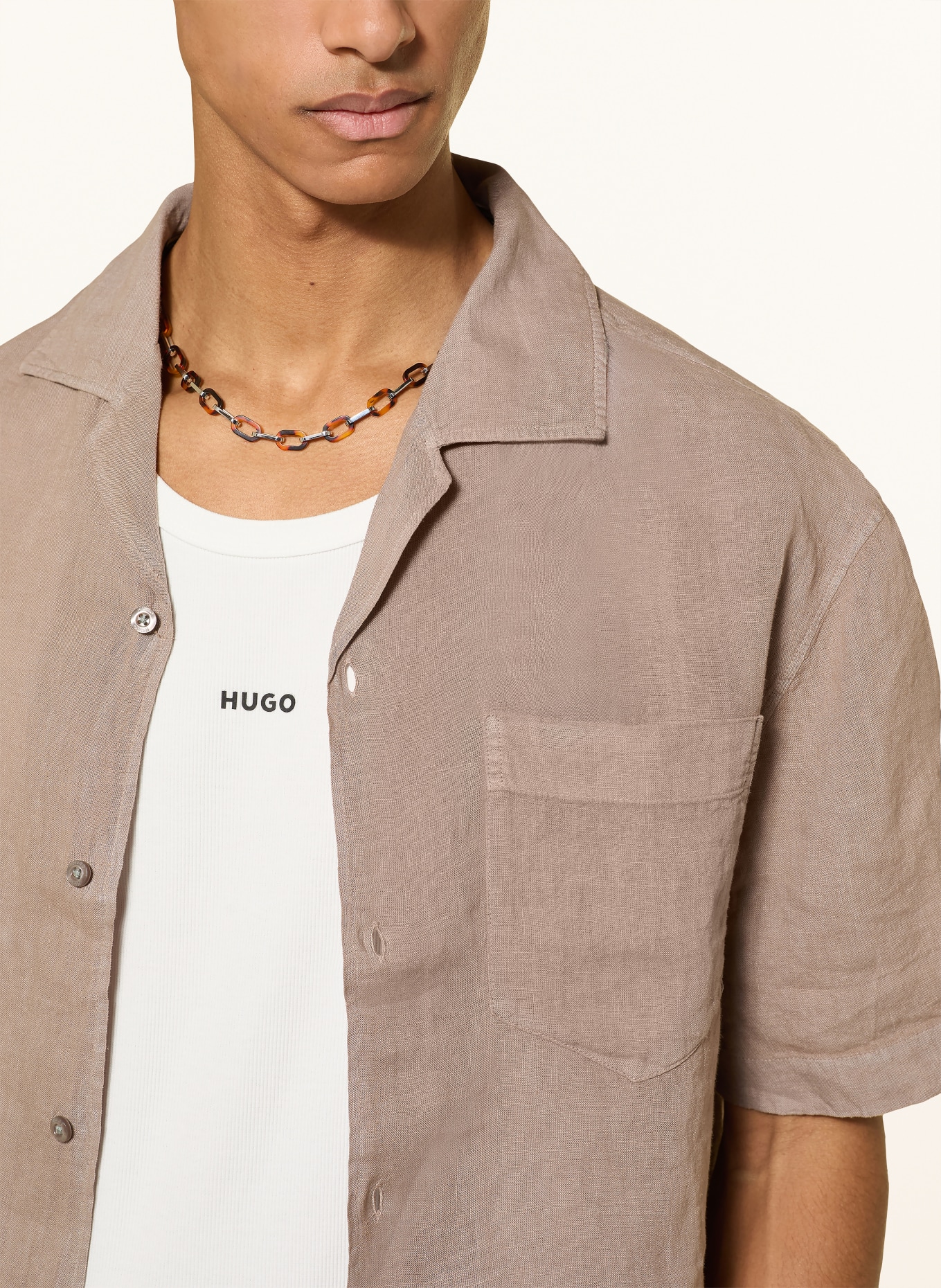 HUGO TORTOISESHELL Necklace: BROWN / SILVER / BLACK