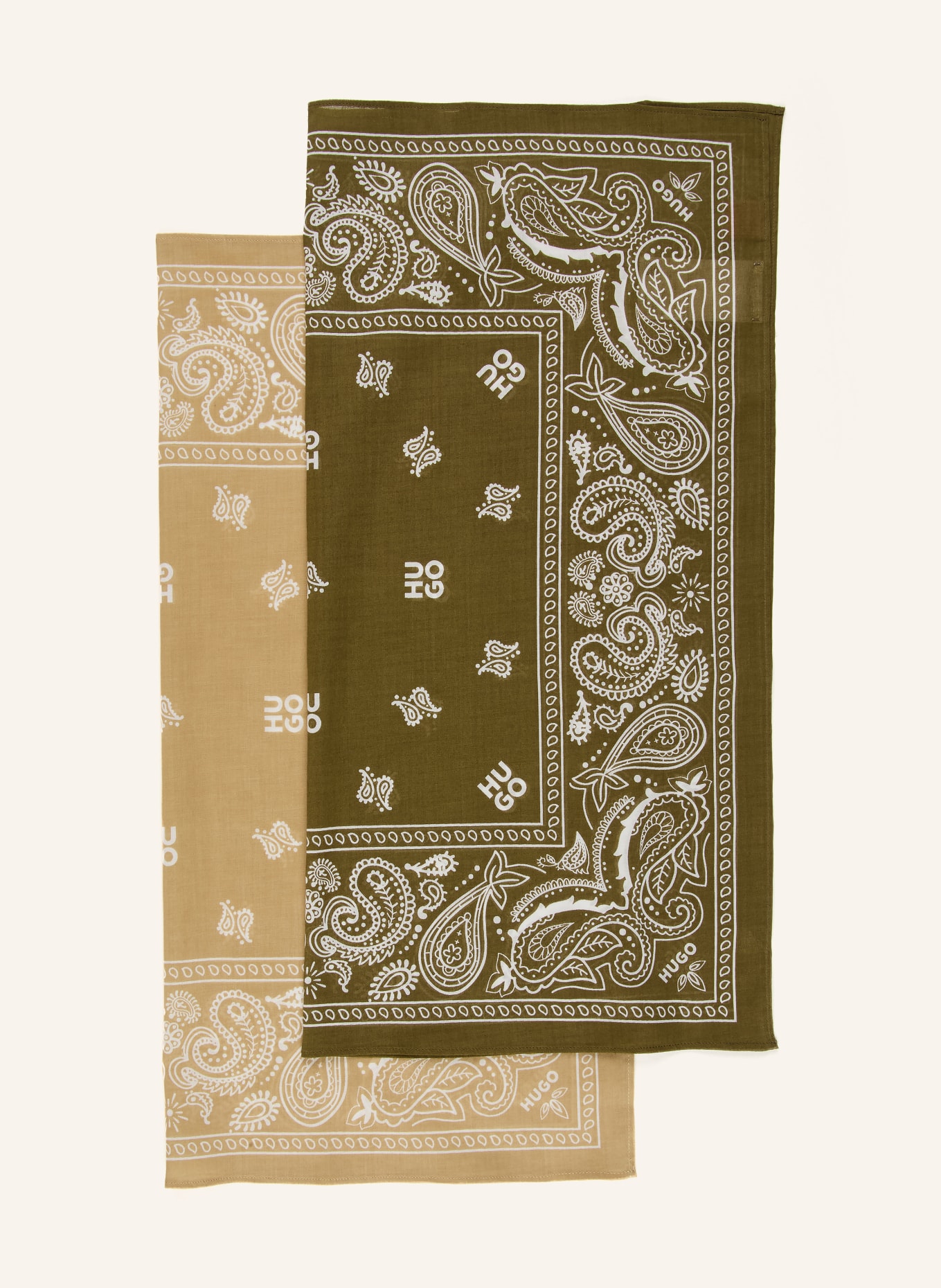 HUGO 2 opakowania chusteczek: CAMELOWY / OLIWKOWY