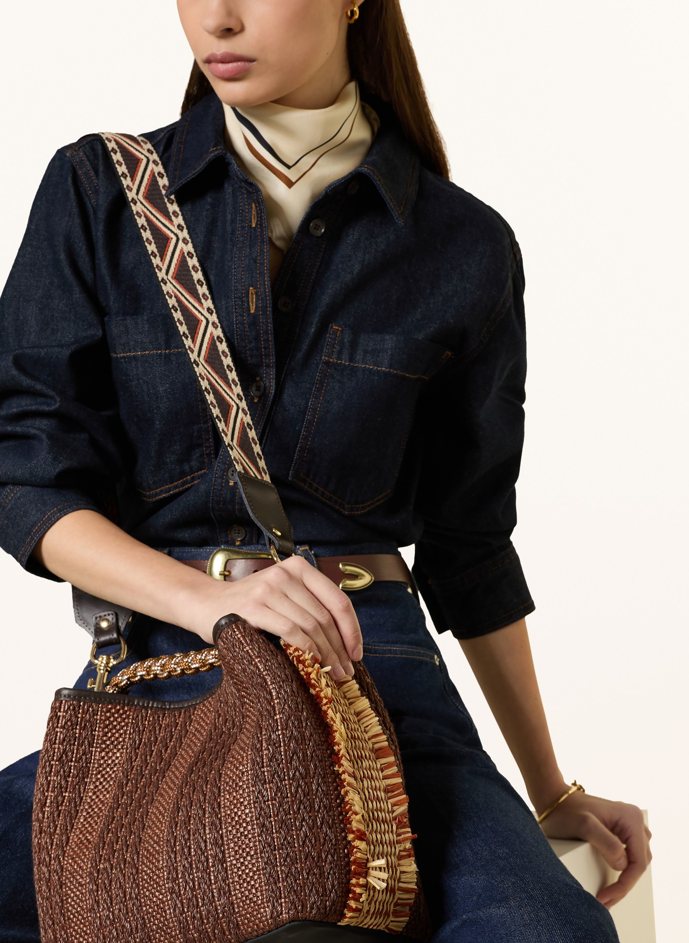 ViaMailBag Handtas CORAL POSH: BRUIN / BEIGE / DONKERORANJE