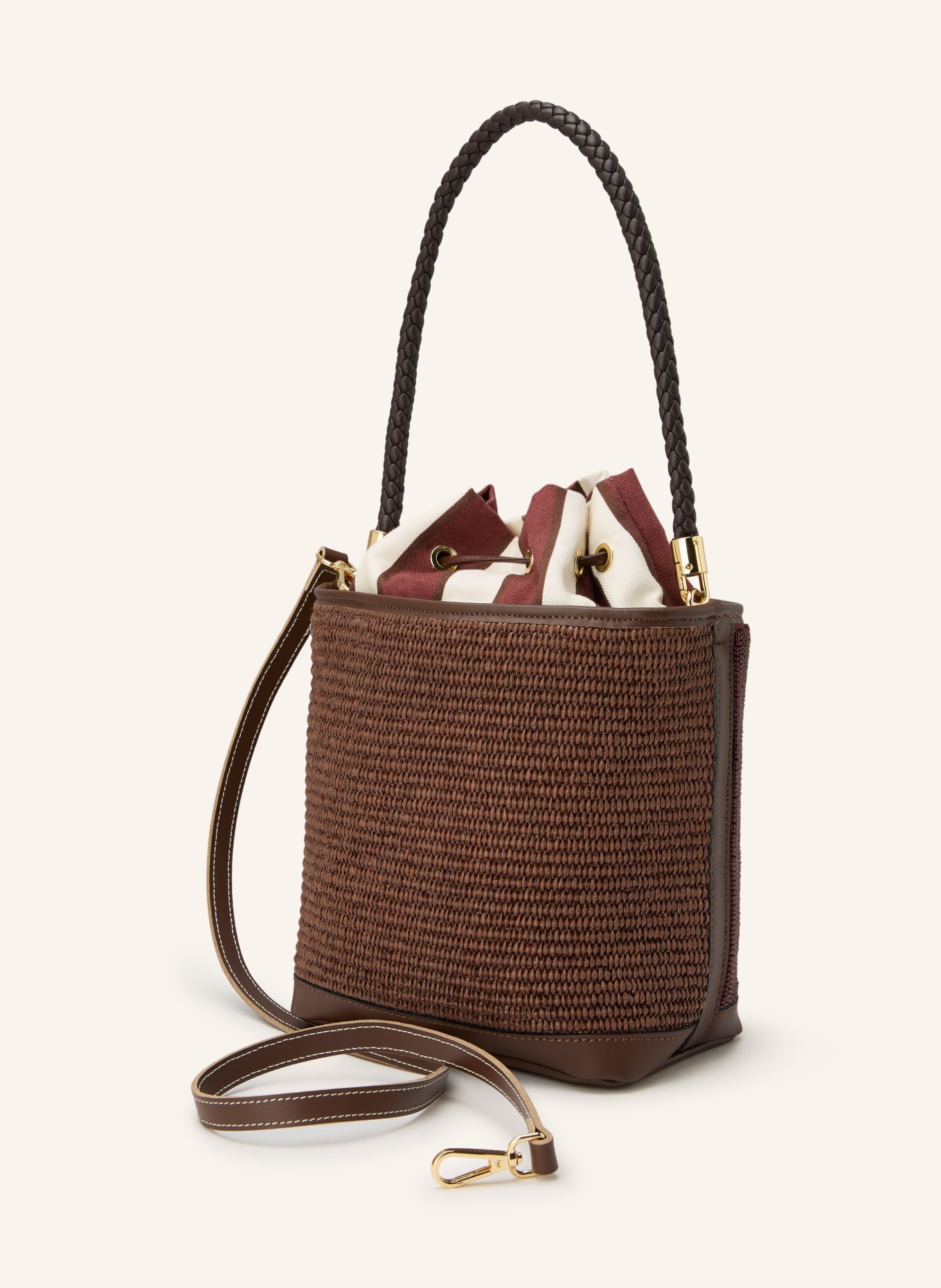 ViaMailBag Beuteltasche BOUQUET FLOWER mit Schmuckperlen: DUNKELBRAUN / DUNKELROT / WEISS