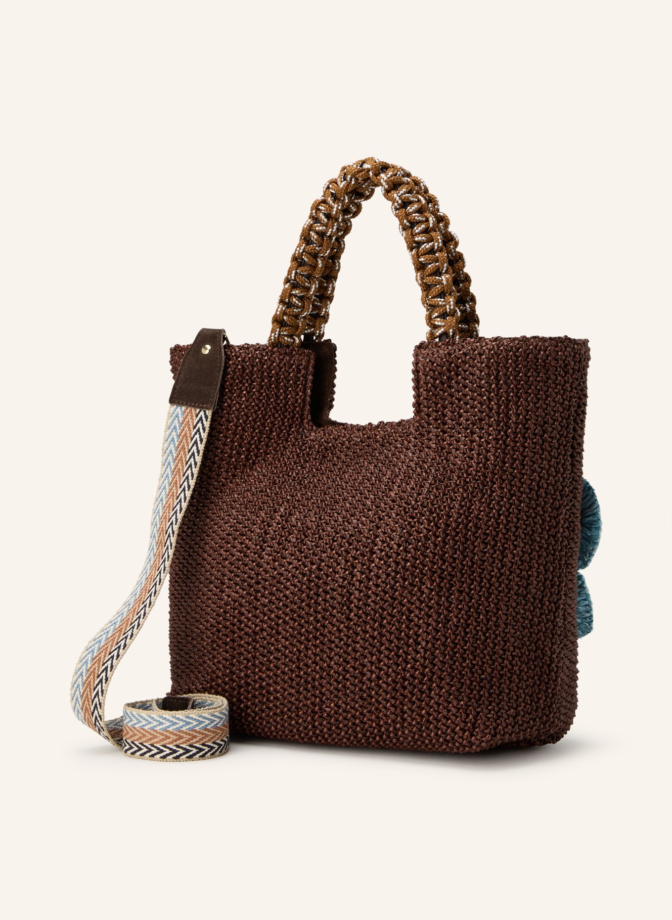 ViaMailBag Shopper TENERIFE KNIT: DUNKELBRAUN / NEONBLAU