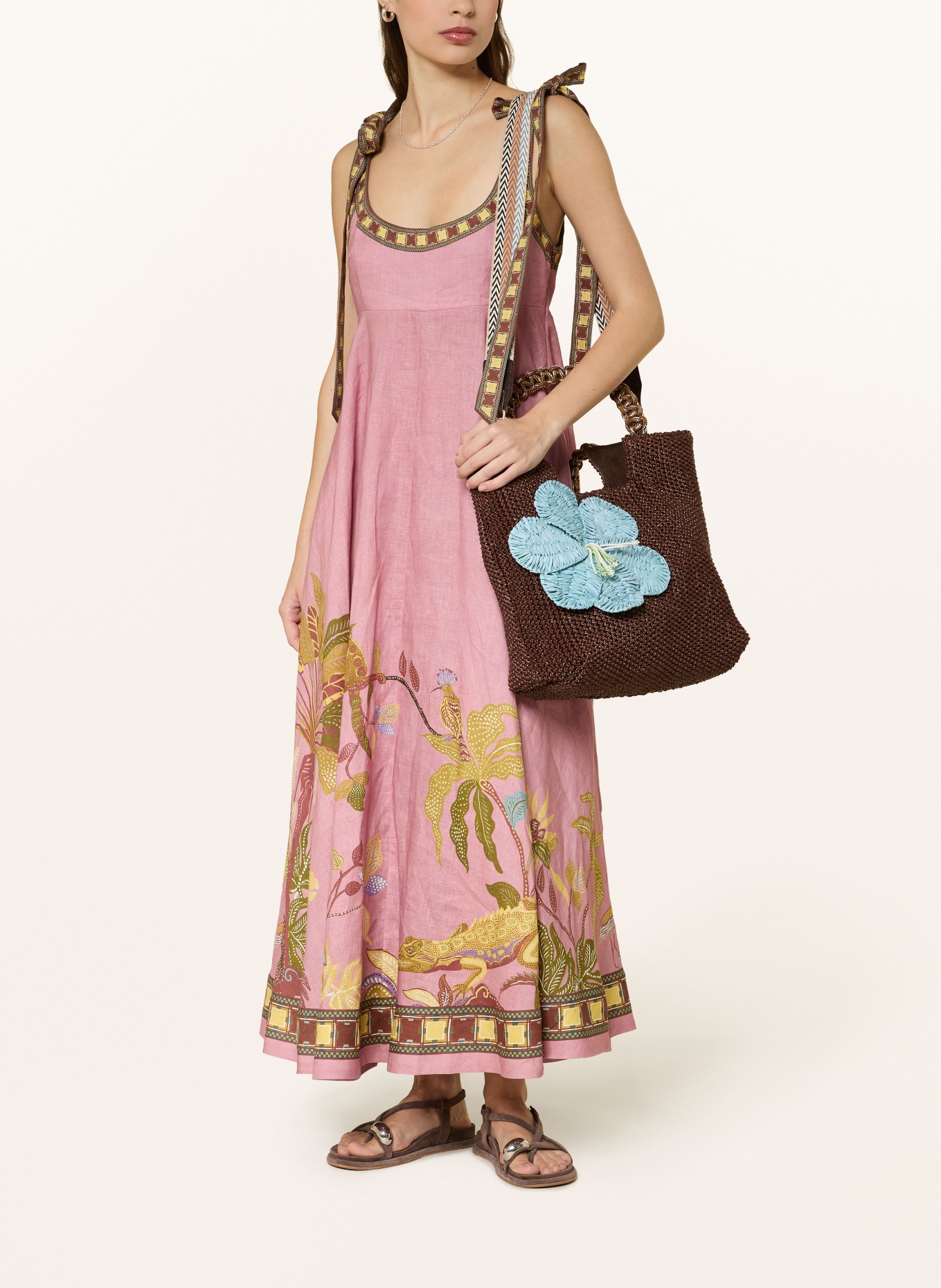 ViaMailBag TENERIFE KNIT Shopper: DARK BROWN / NEON BLUE