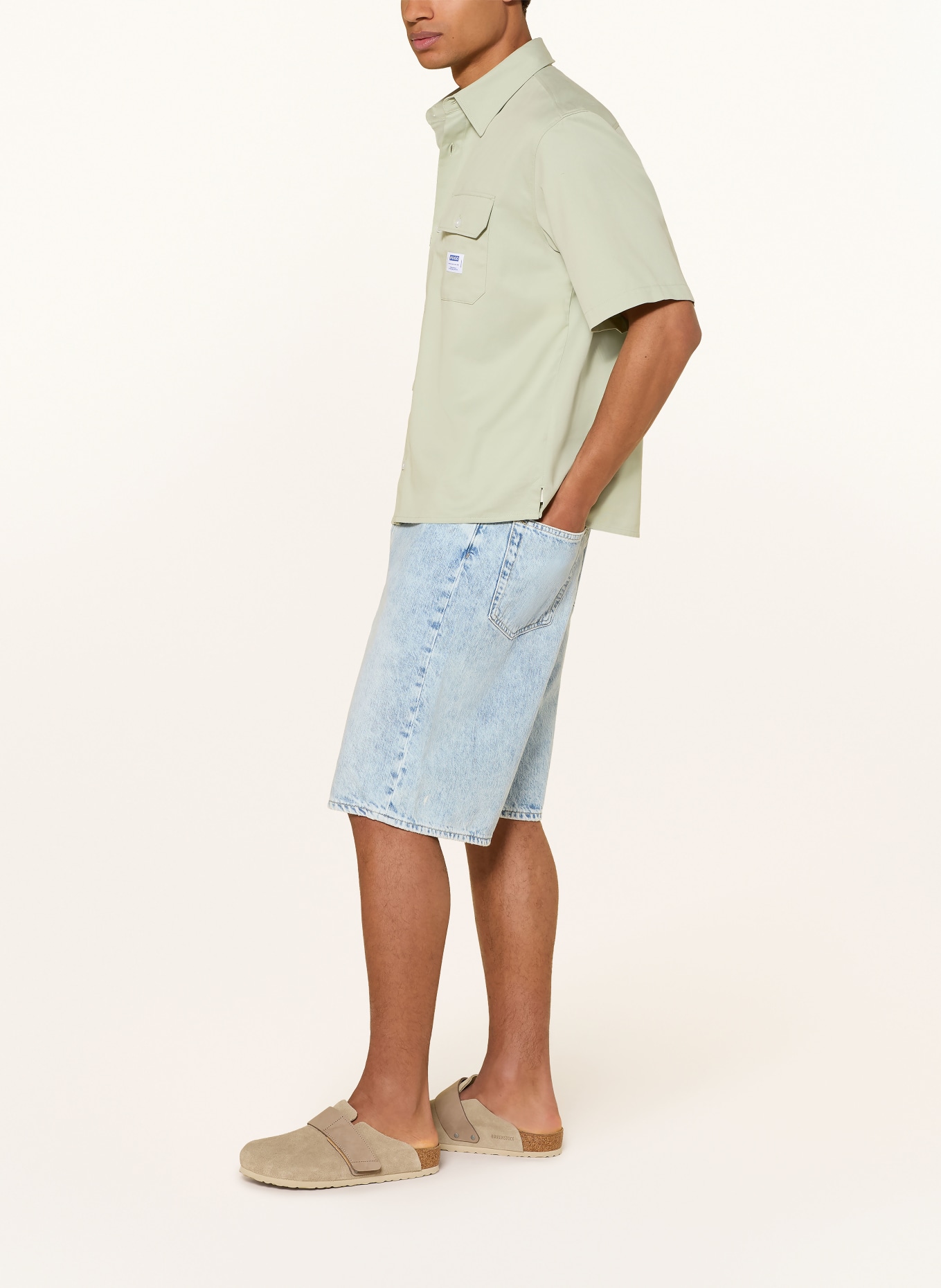 HUGO Jeansshort MASON, losse baggy pasvorm: 449 TURQUOISE/AQUA