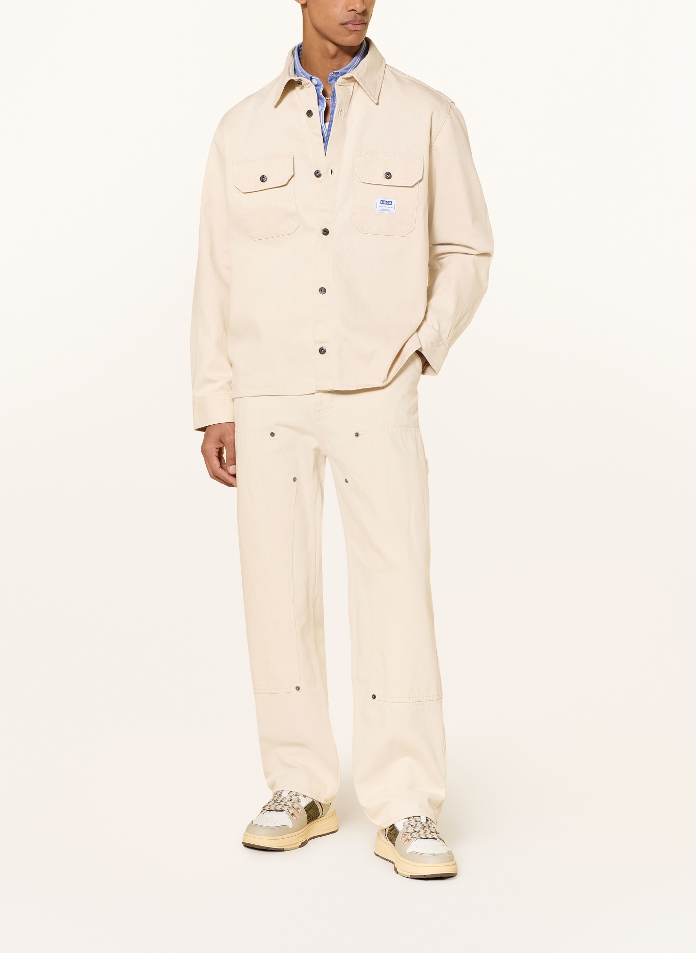 HUGO EKYNONE Comfort Fit denim shirt: BEIGE