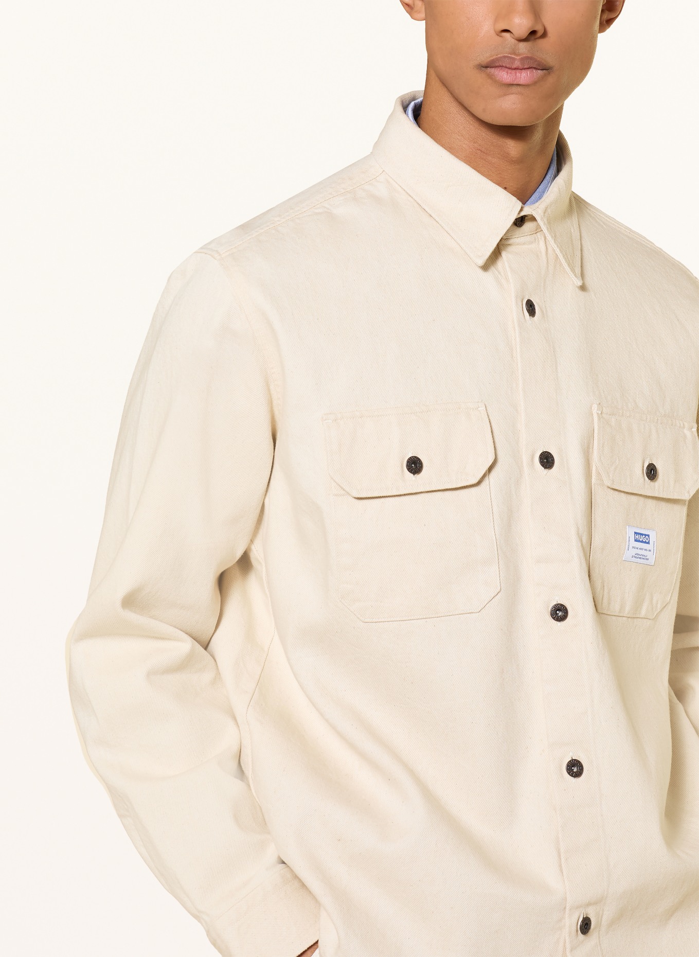 HUGO EKYNONE Comfort Fit denim shirt: BEIGE