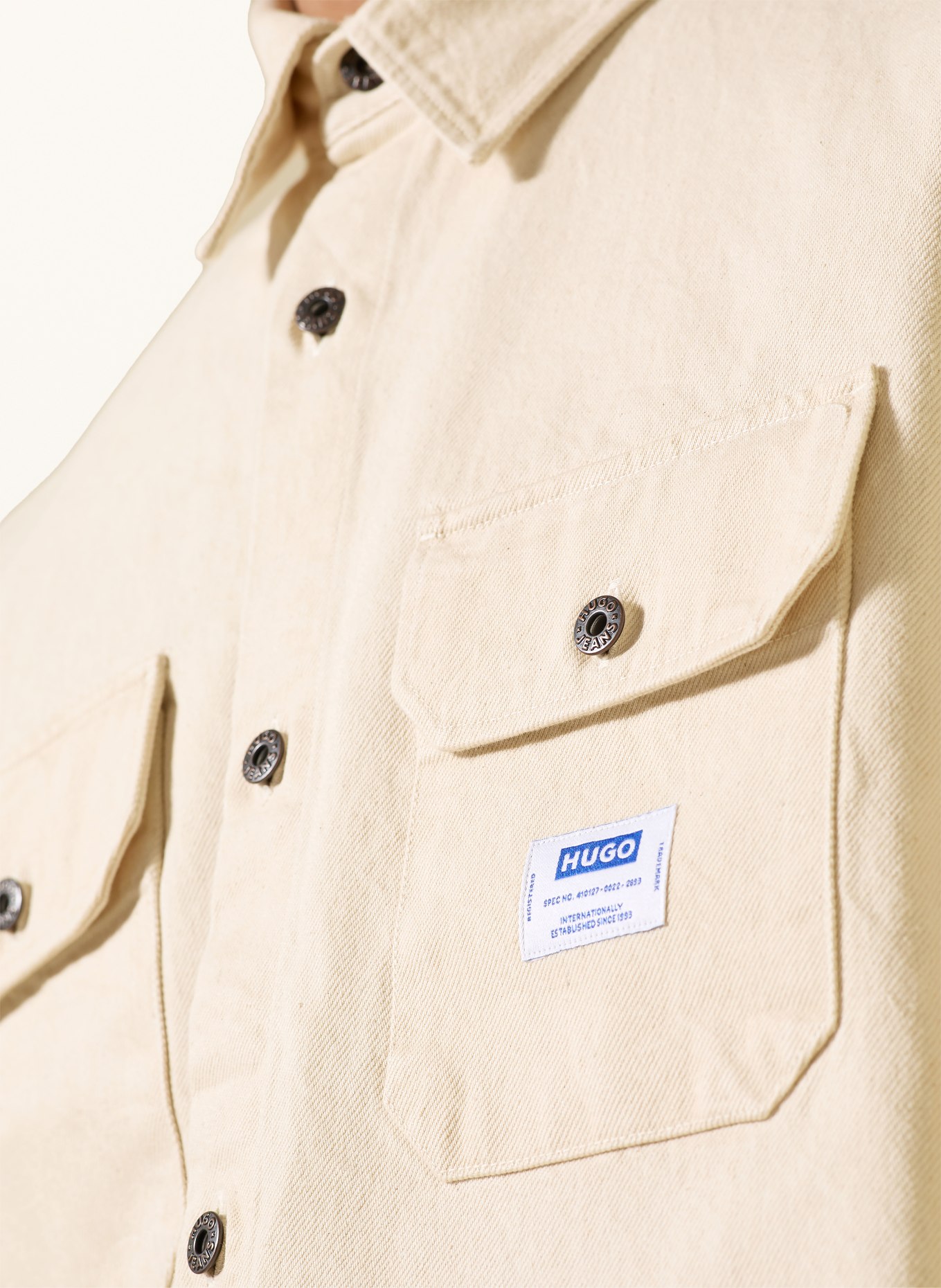 HUGO EKYNONE Comfort Fit denim shirt: BEIGE