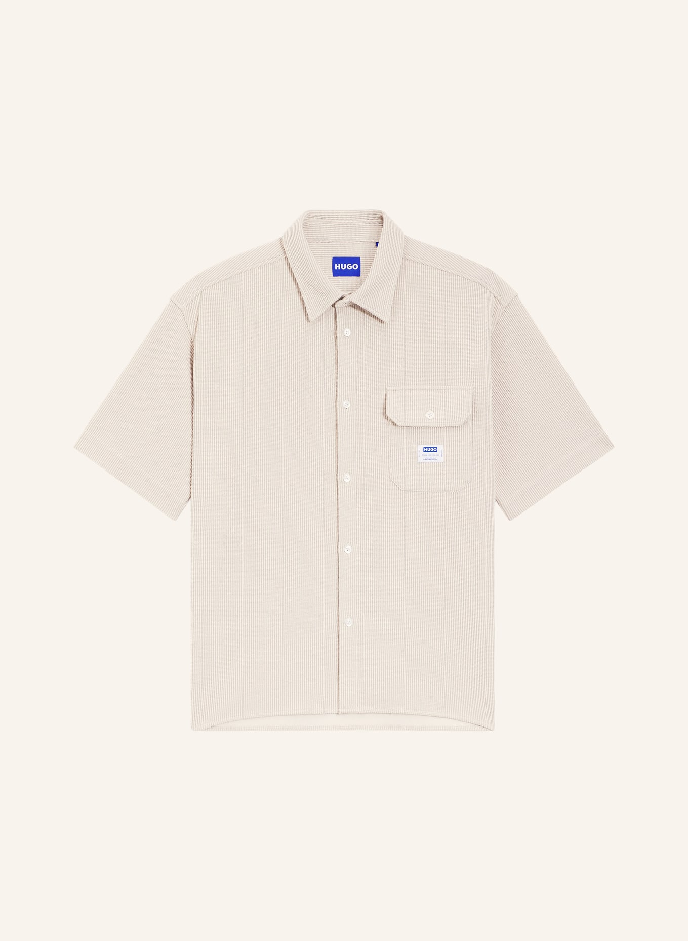 HUGO Strickhemd EBAFFINO Comfort Fit: BEIGE