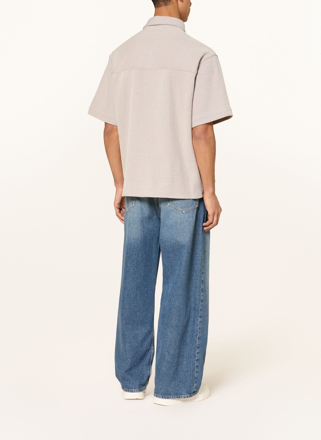 HUGO Strickhemd EBAFFINO Comfort Fit: BEIGE