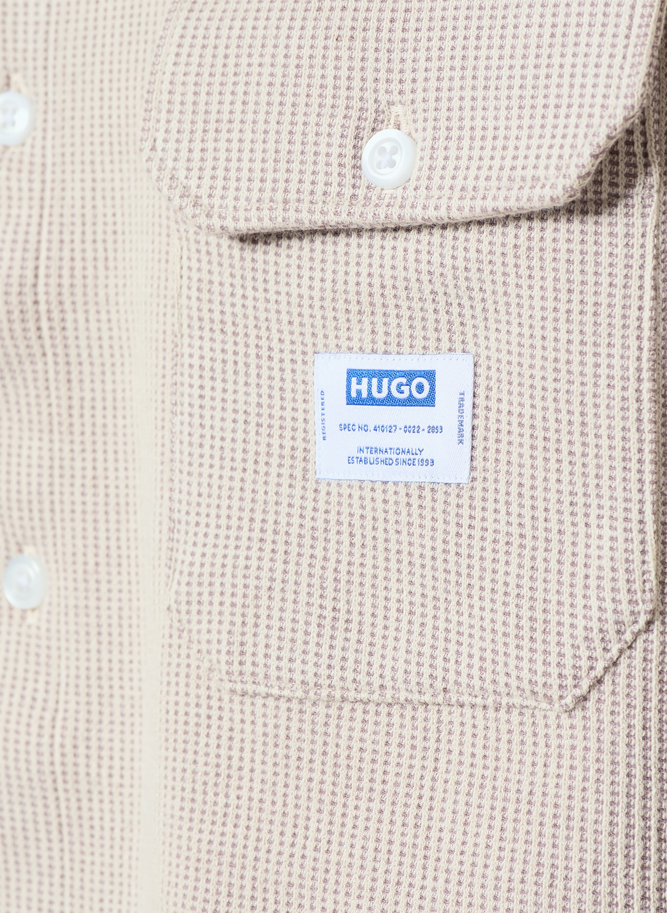 HUGO Strickhemd EBAFFINO Comfort Fit: BEIGE