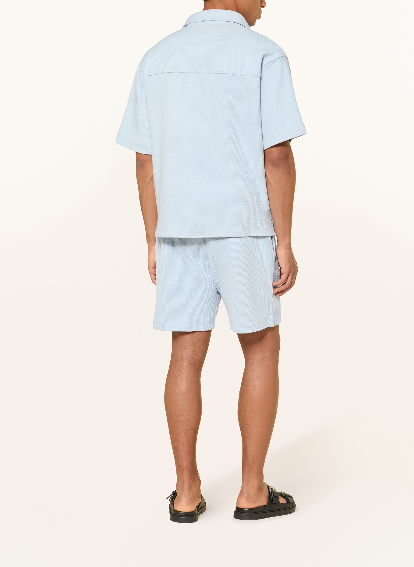 HUGO Strickhemd EBAFFINO Comfort Fit: HELLBLAU