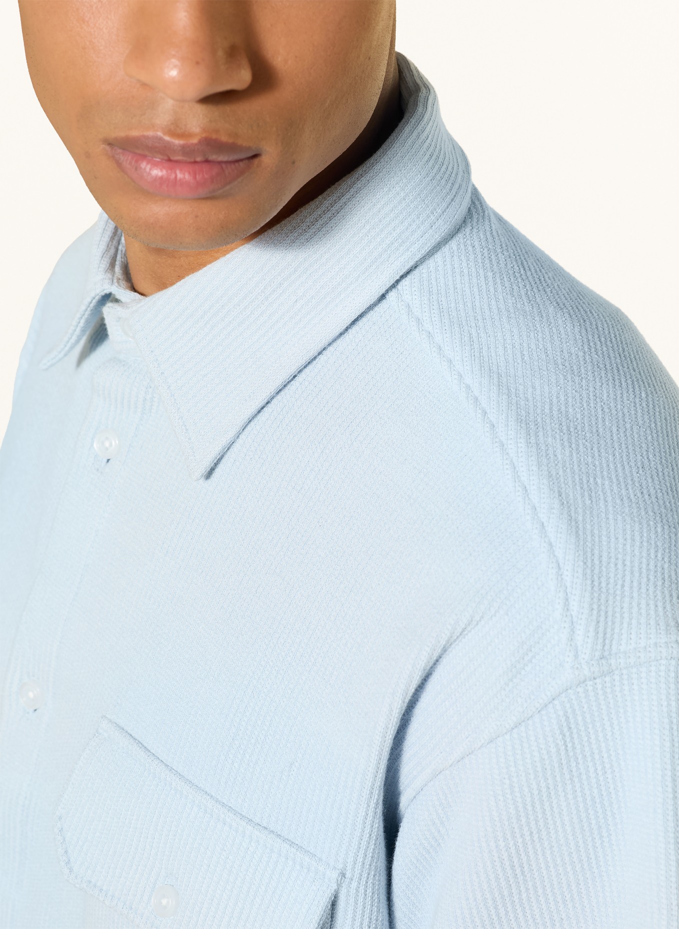 HUGO Strickhemd EBAFFINO Comfort Fit: HELLBLAU