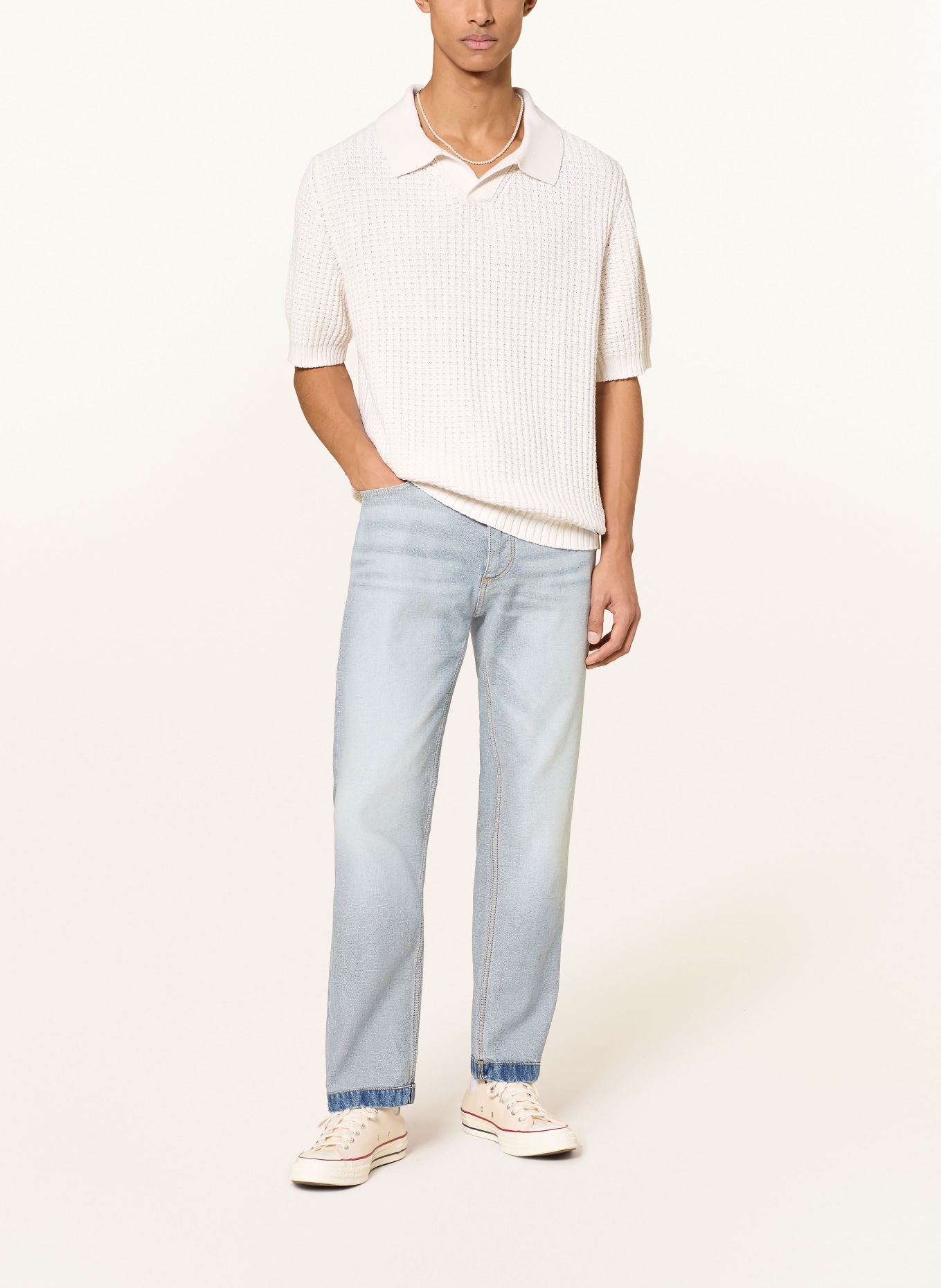 HUGO Strick-Poloshirt SPERO: CREME