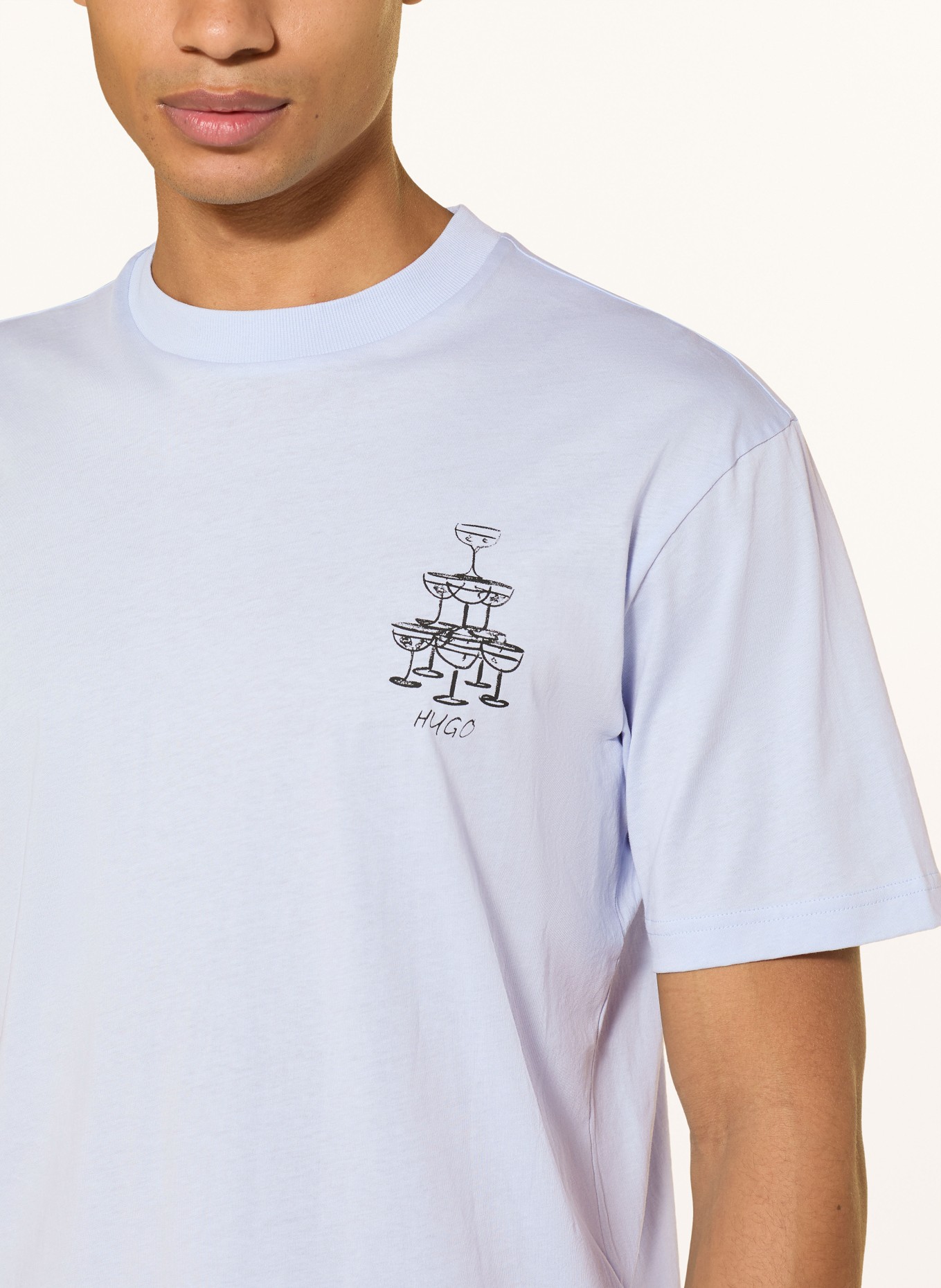 HUGO T-shirt NUCAVO: LICHTBLAUW