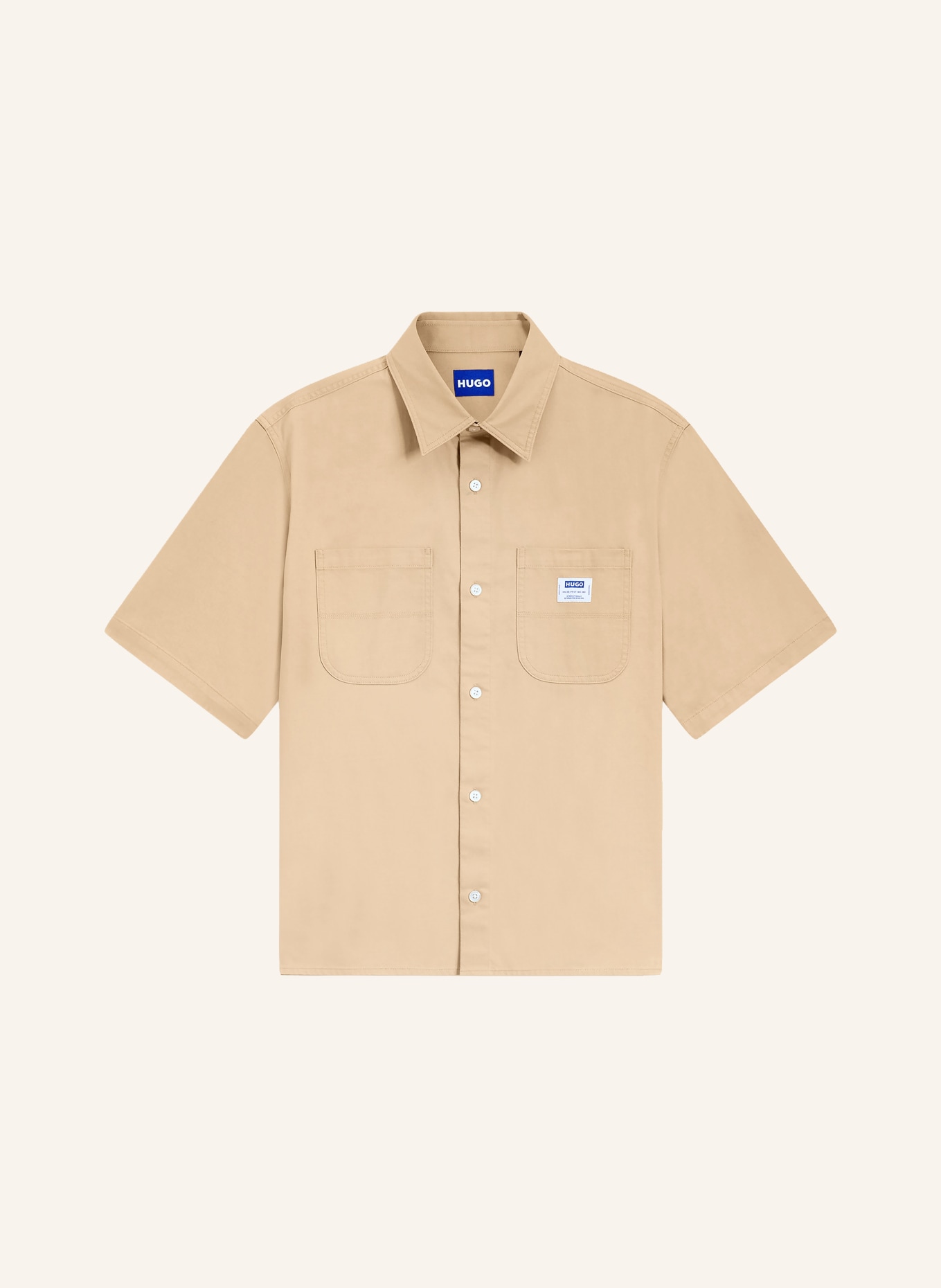 HUGO Kurzarm-Hemd EBWIN Comfort Fit: BEIGE