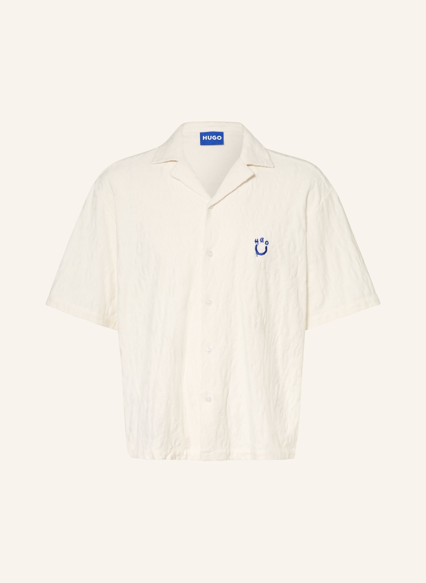 HUGO ELIGINO-resorthemd van badstof: CRÈME