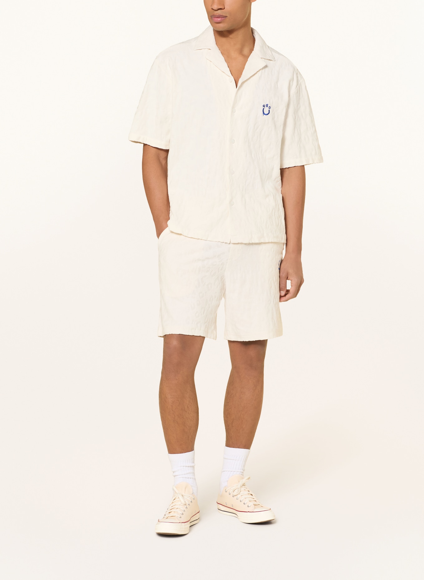 HUGO ELIGINO-resorthemd van badstof: CRÈME