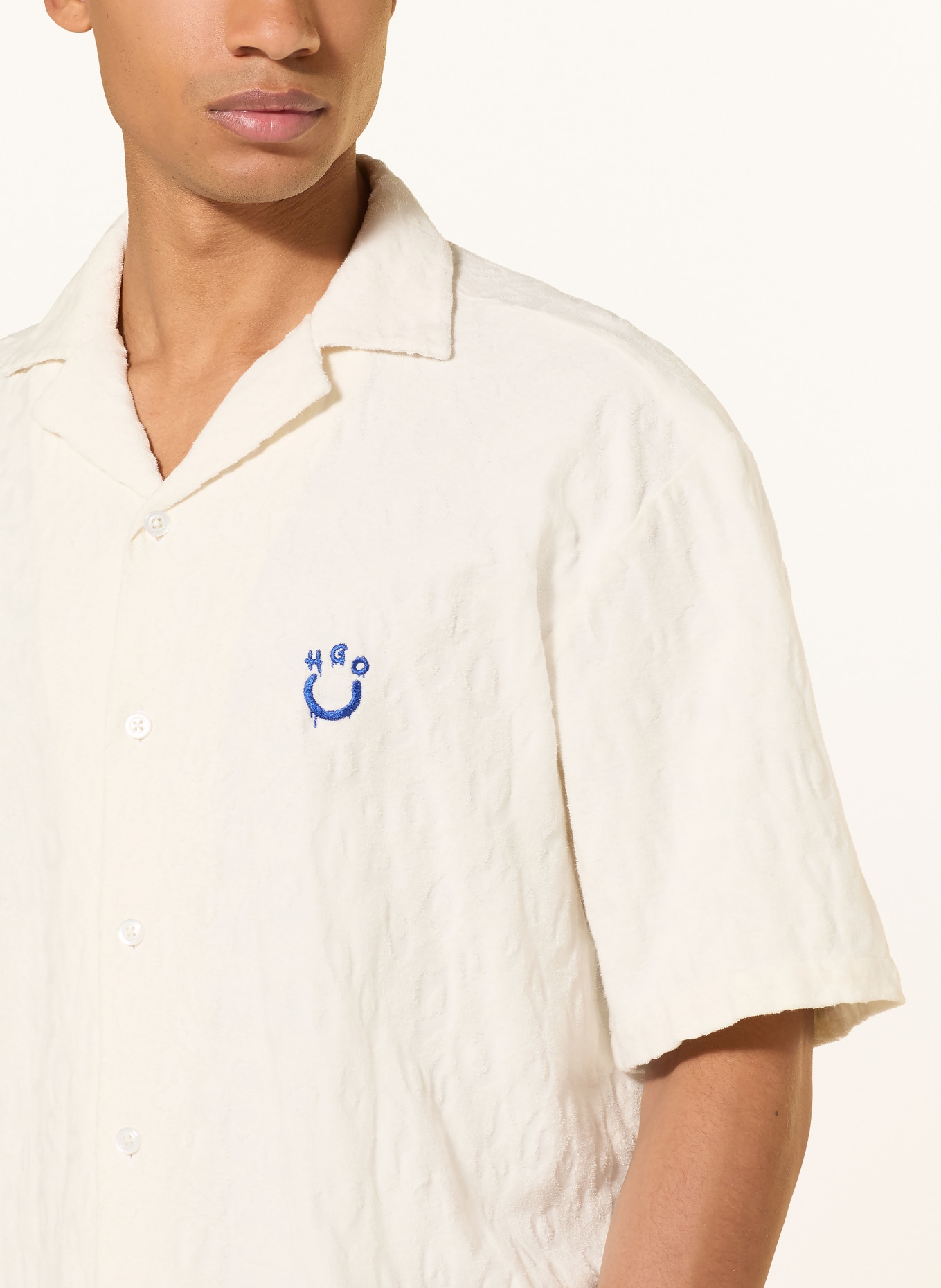 HUGO ELIGINO-resorthemd van badstof: CRÈME