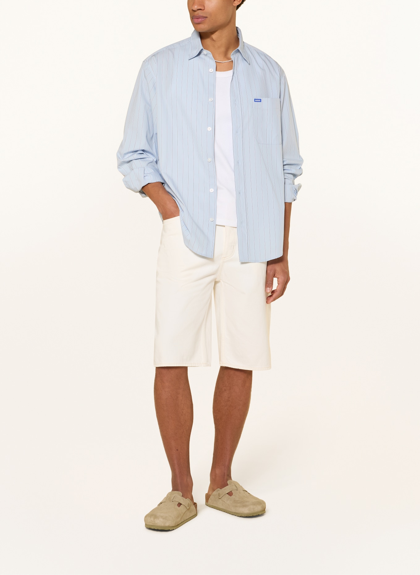 HUGO Hemd EBALTO Comfort Fit: HELLBLAU / WEISS / SCHWARZ