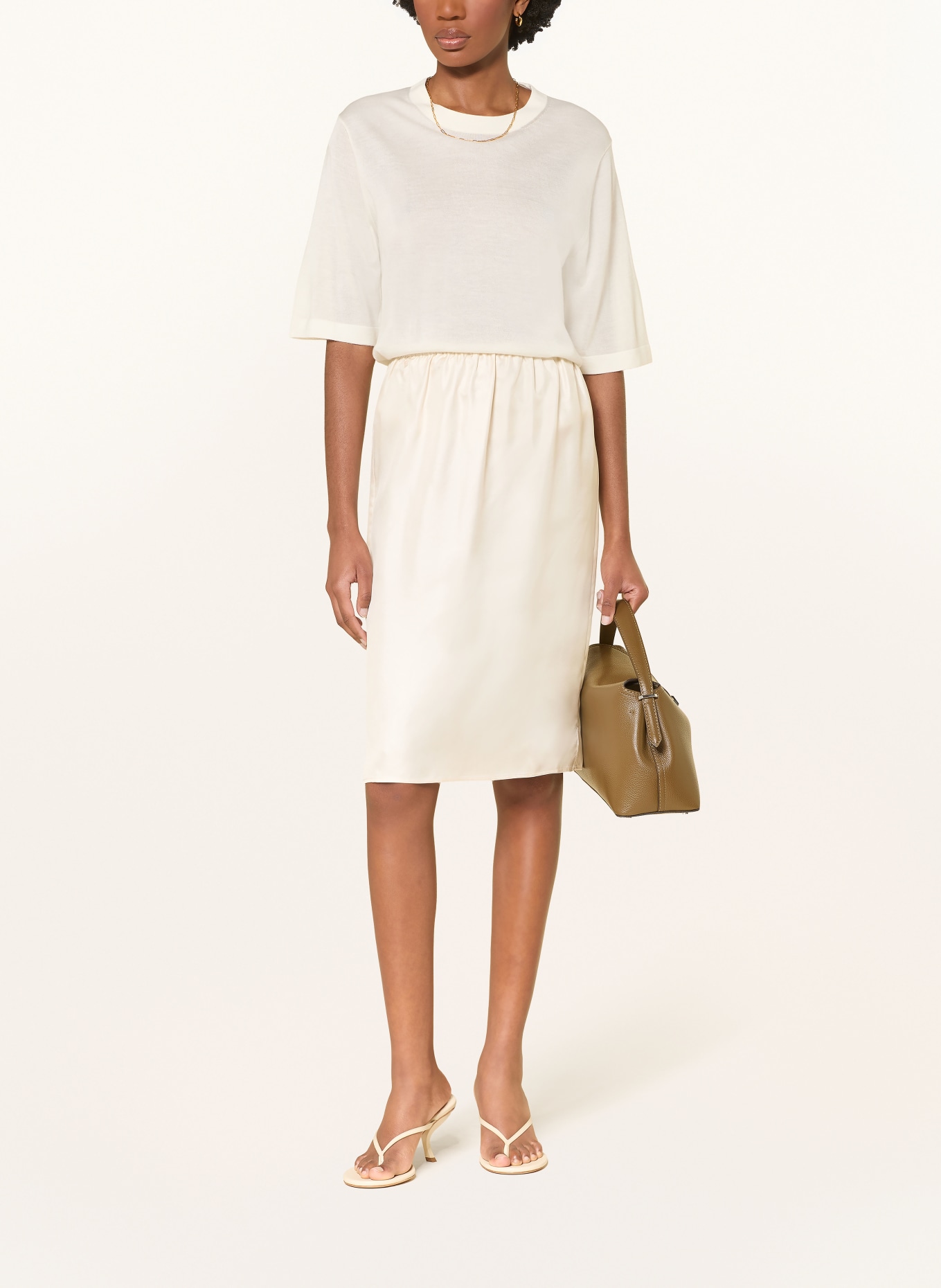 LOULOU DE SAISON Hedvábná sukně VASALI: KRÉMOVÁ