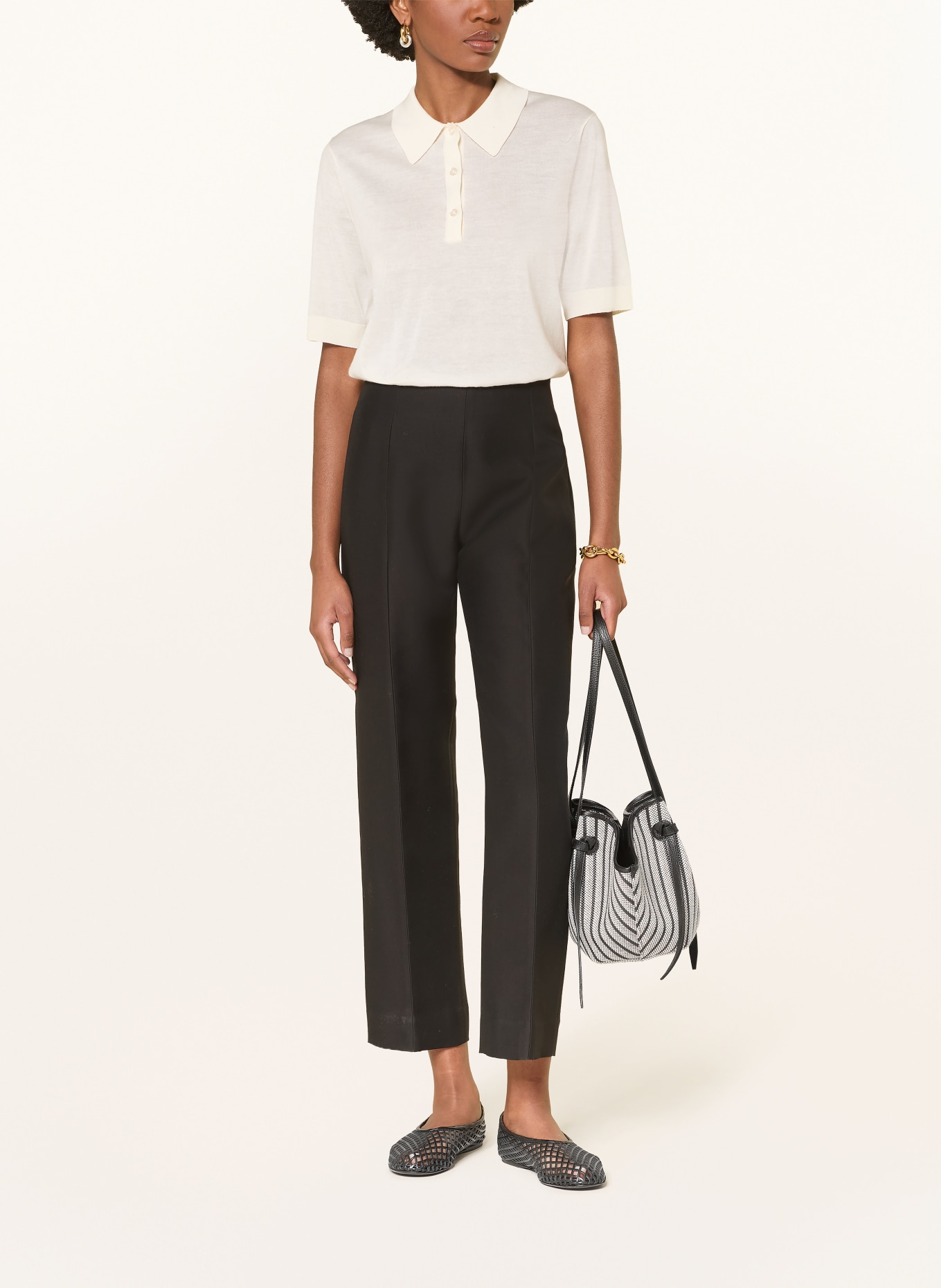 LOULOU DE SAISON Polo en maille MIGO en cachemire: CRÈME