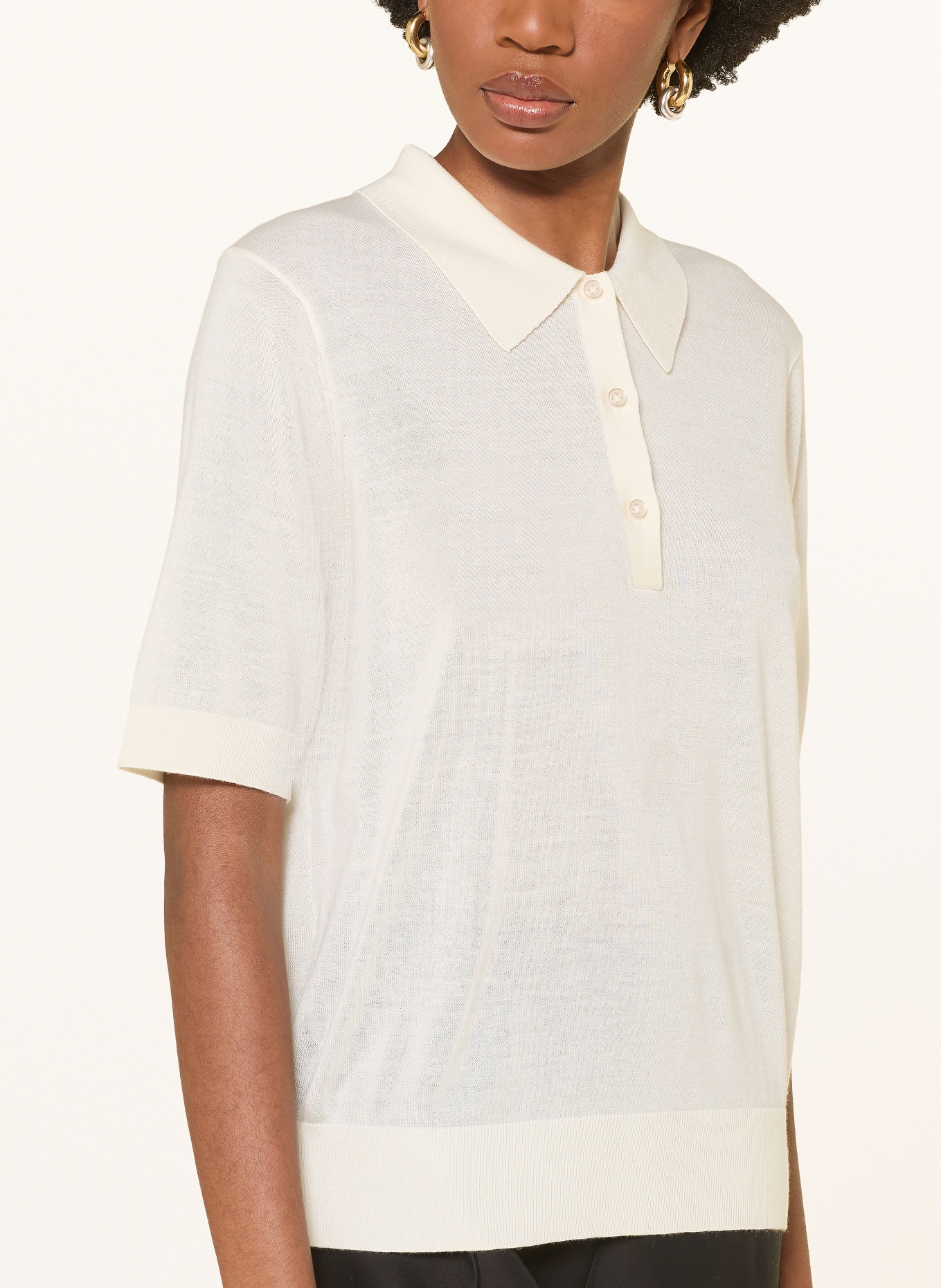 LOULOU DE SAISON Polo en maille MIGO en cachemire: CRÈME