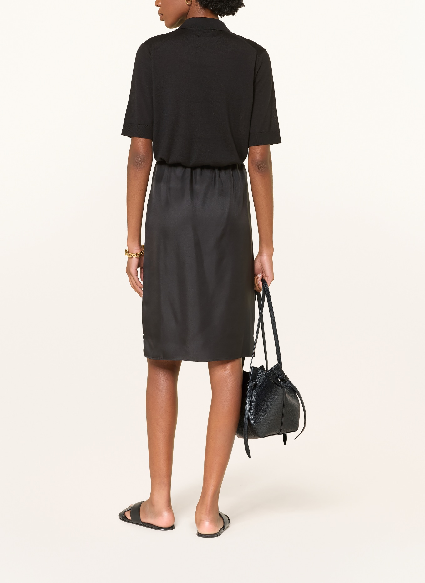 LOULOU DE SAISON Polo en maille MIGO en cachemire: NOIR